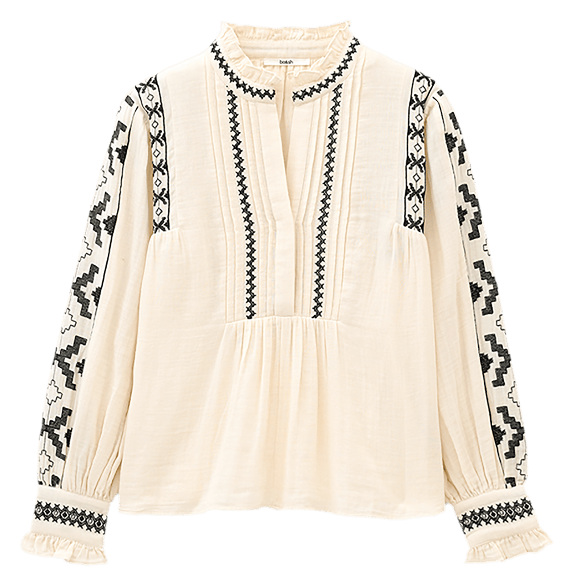 Blouse ample brodée en coton pidma BA&SH Beige