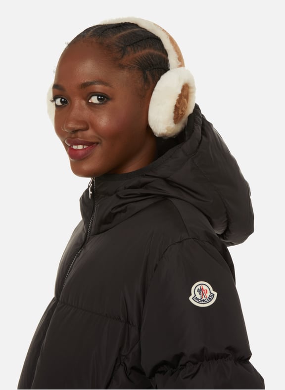 Black Quilted mid length down jacket