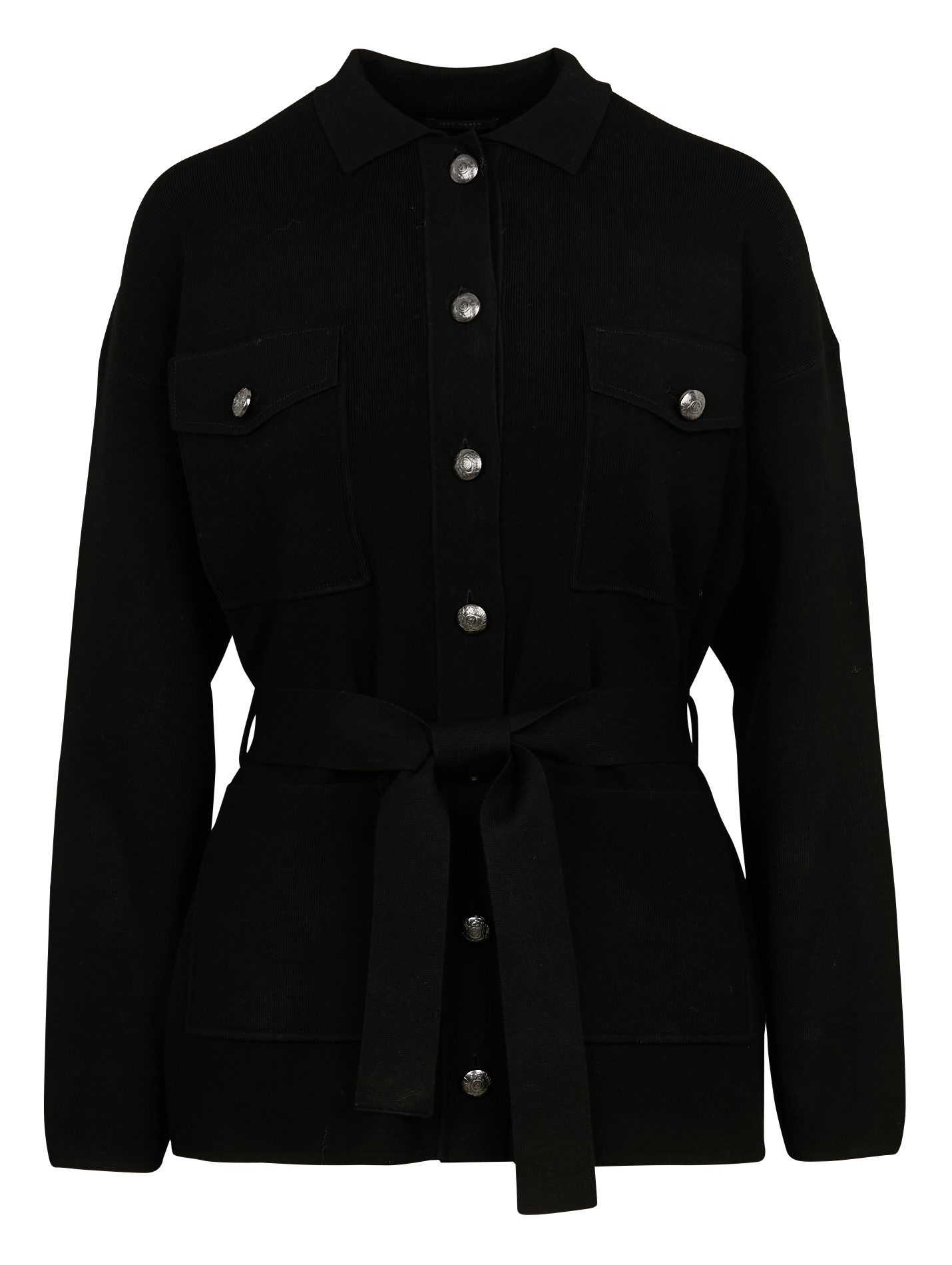 Gilet droit boutonné à ceinture IKKS Noir