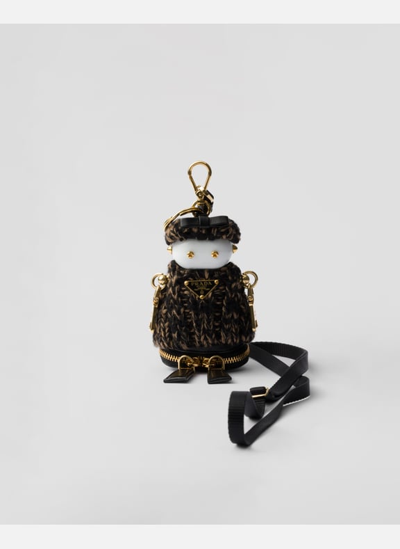 Charm de sac soft robot en maille avec bandoulière Noir by PRADA PRADA Charm de sac soft robot en maille avec bandoulière Noir