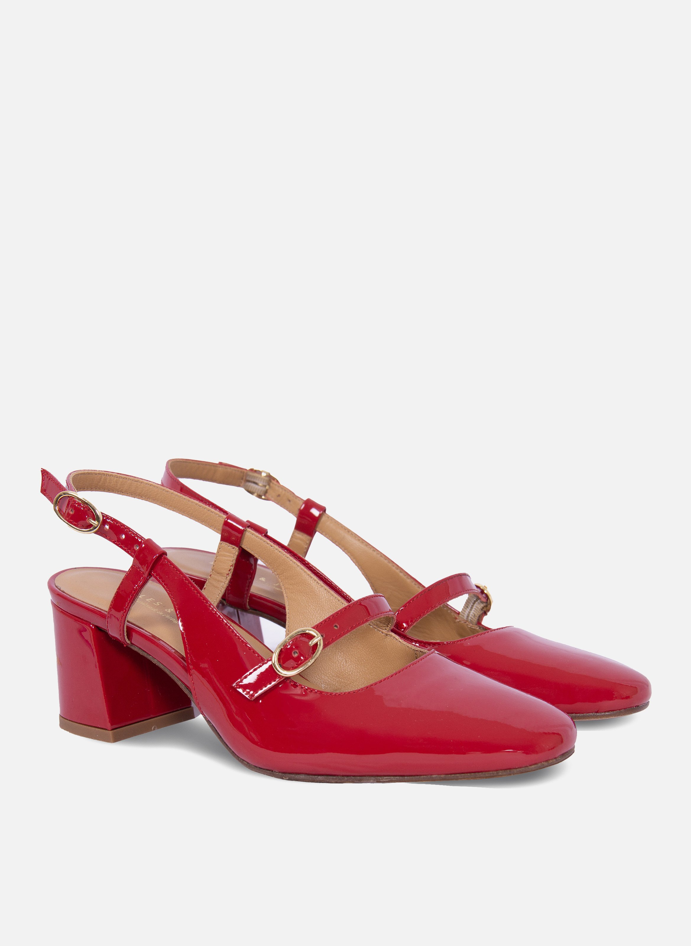 Escarpins slingback cuir vernis JULES & JENN Rouge