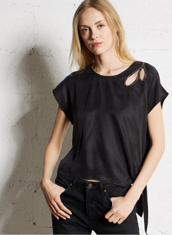 Top col rond Noir by IKKS IKKS Top col rond Noir