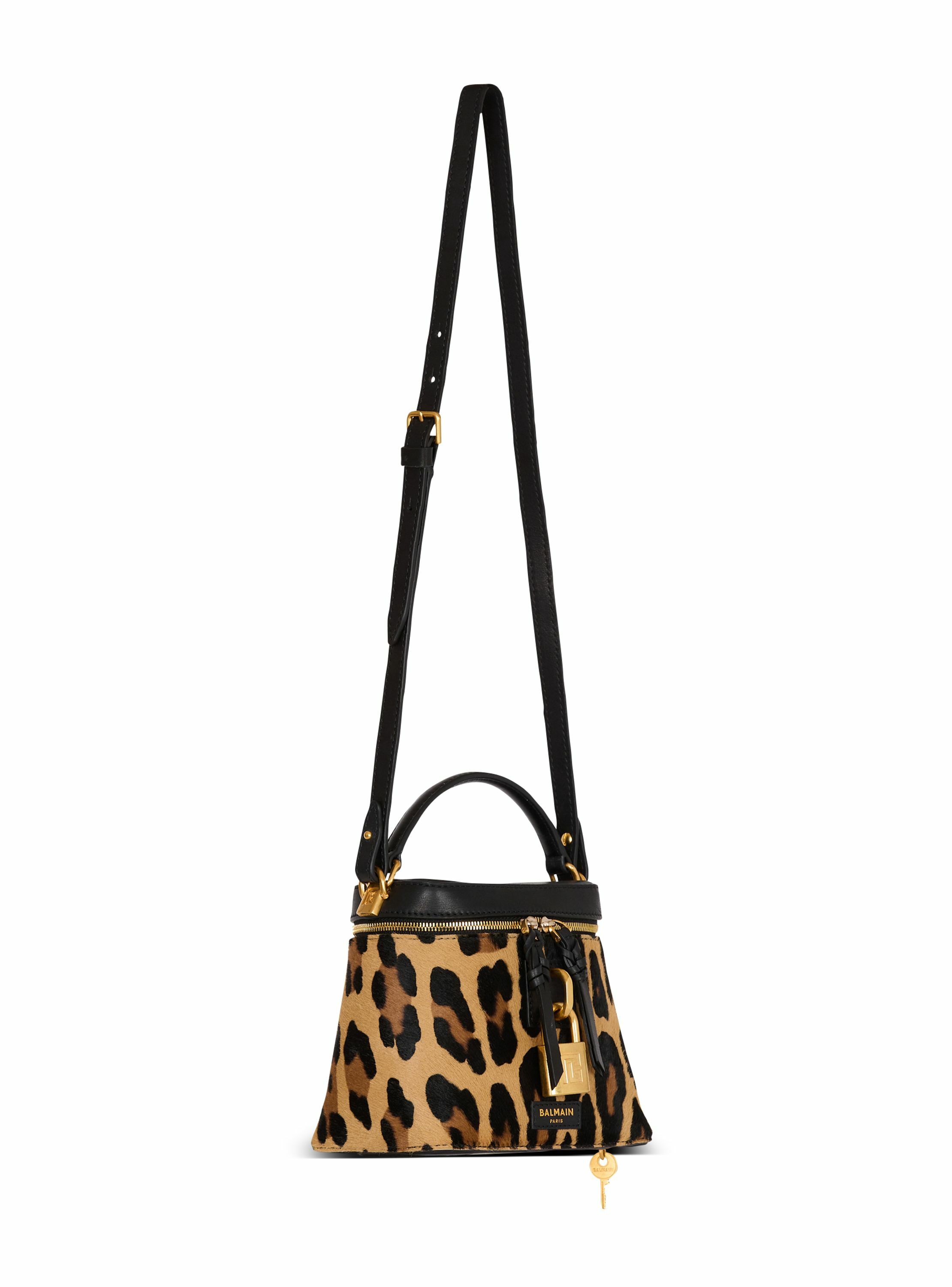 Sac pulse vanity en cuir motif léopard BALMAIN Marron