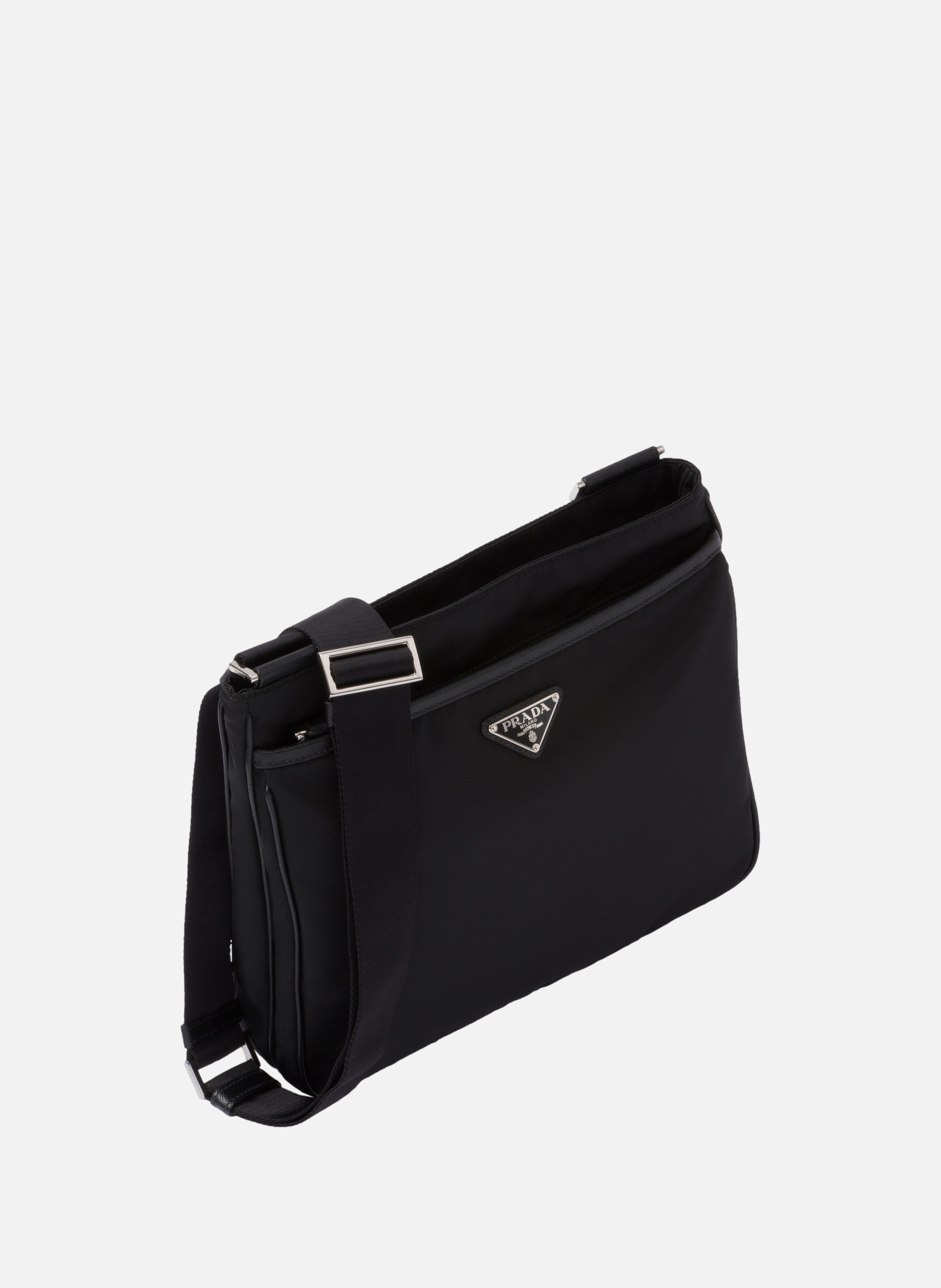Sac porté épaule en re-nylon et saffiano PRADA Noir