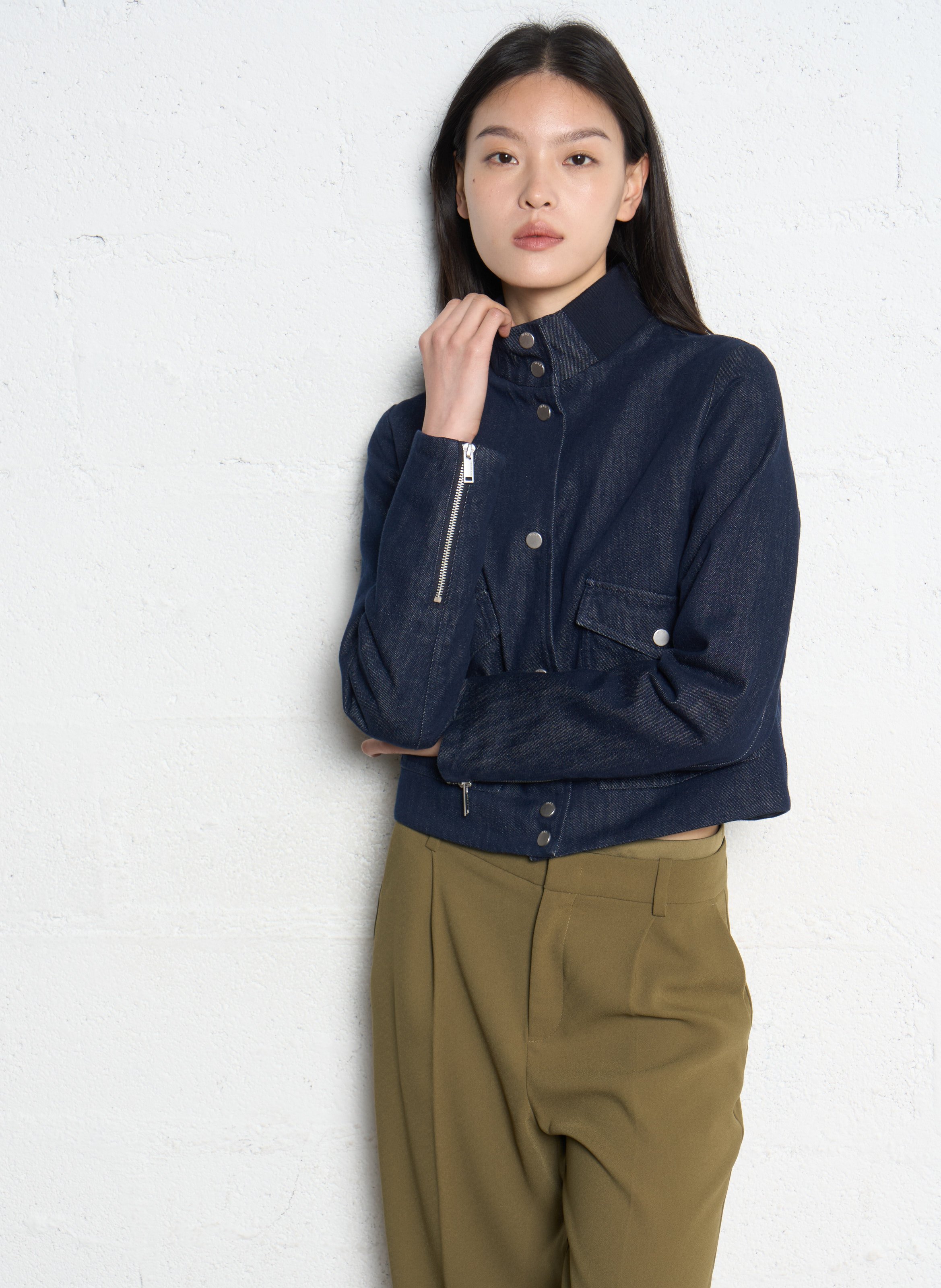 Blouson droit en coton mélangé IKKS Bleu