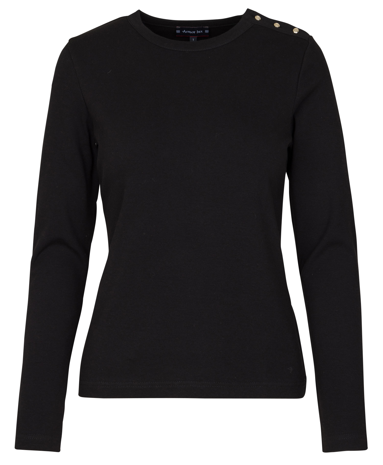Tee-shirt droit col rond en coton mélangé ARMOR-LUX Noir