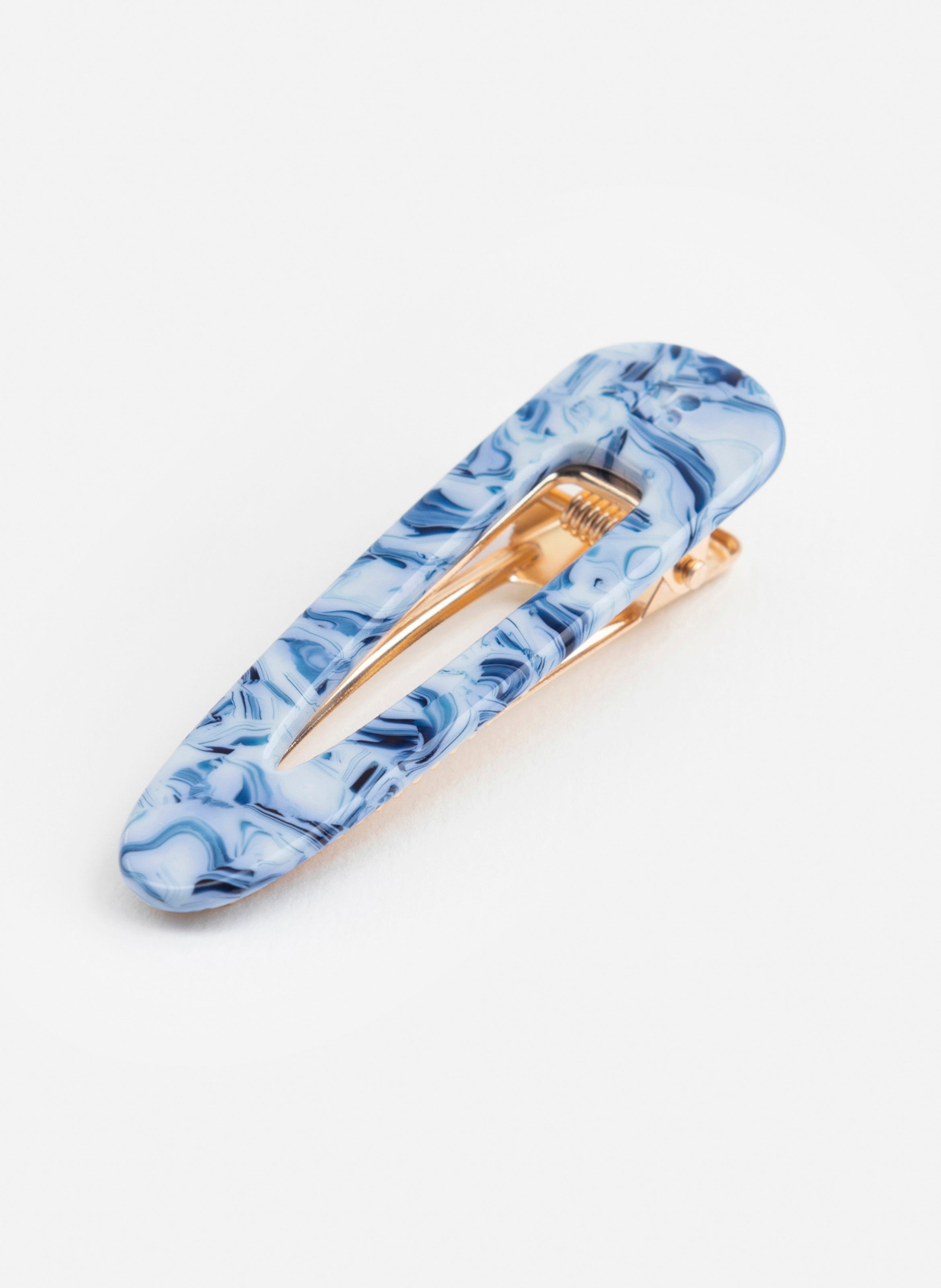 Barrette à cheveux triangle en acétate de cellulose et acier inoxydable BleuKURAGE GINZA