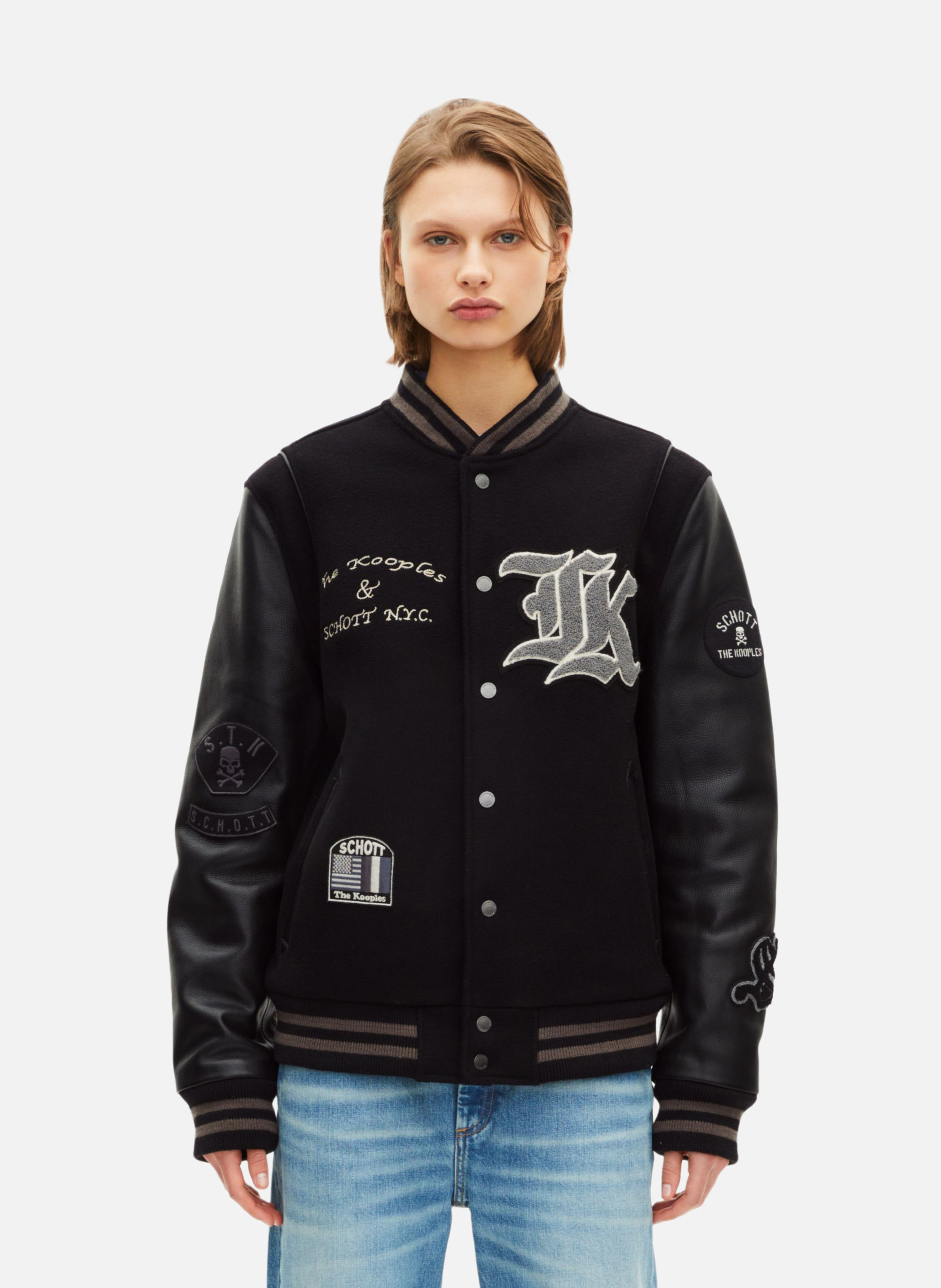 Blouson varsity en cuir THE KOOPLES Noir