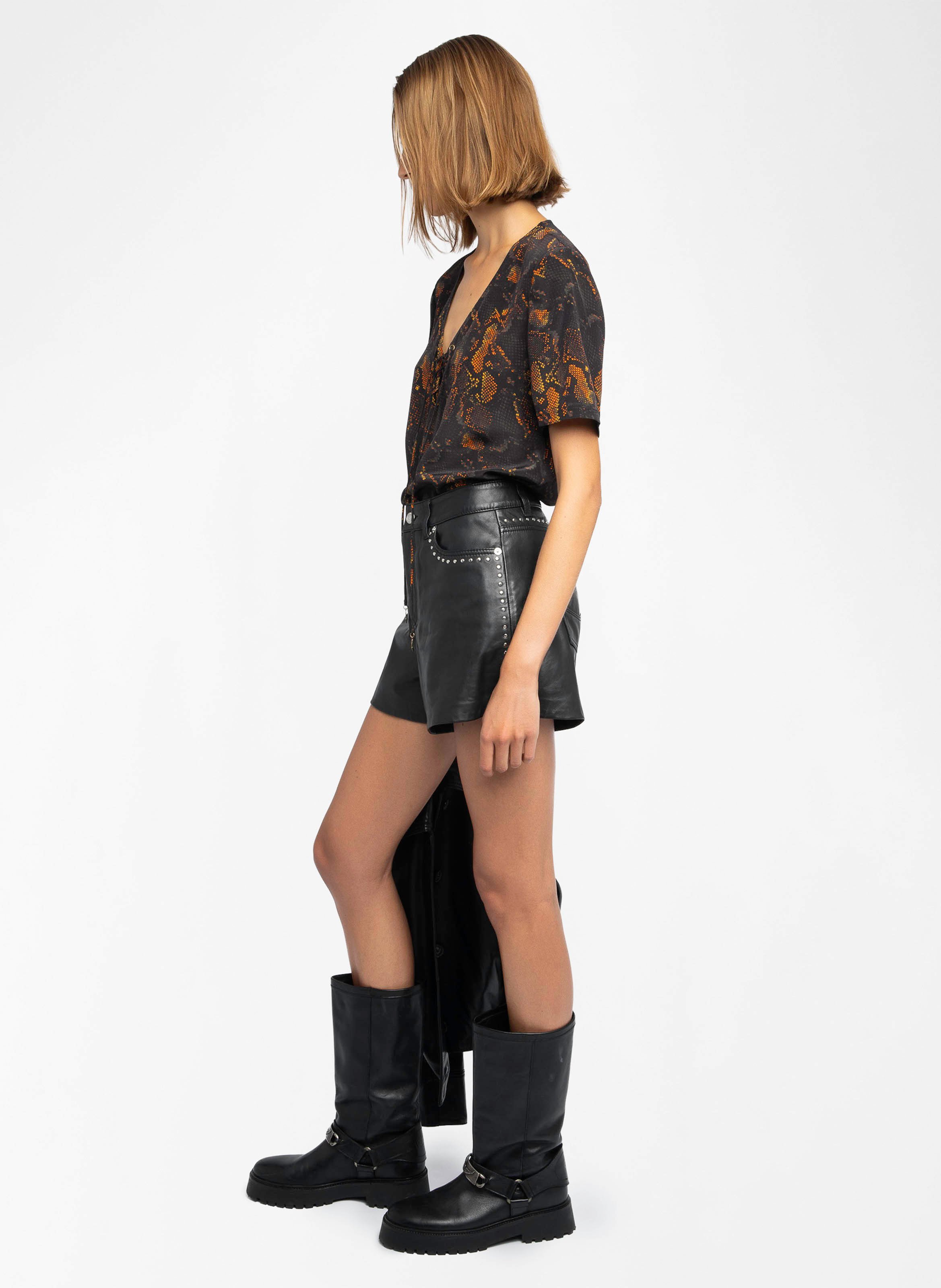 Top droit col v imprimé terzo ZADIG&VOLTAIRE Noir