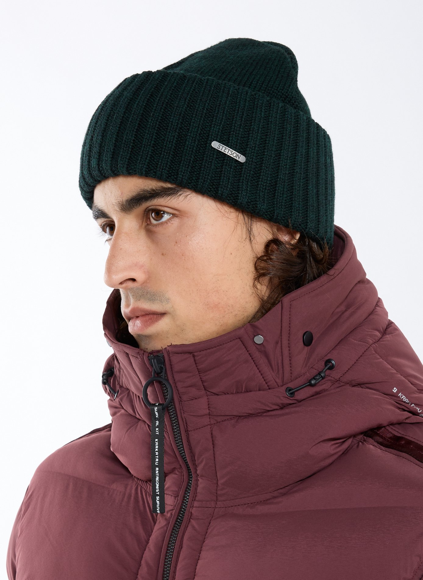 Wool beanie with wide cuff STETSON Green