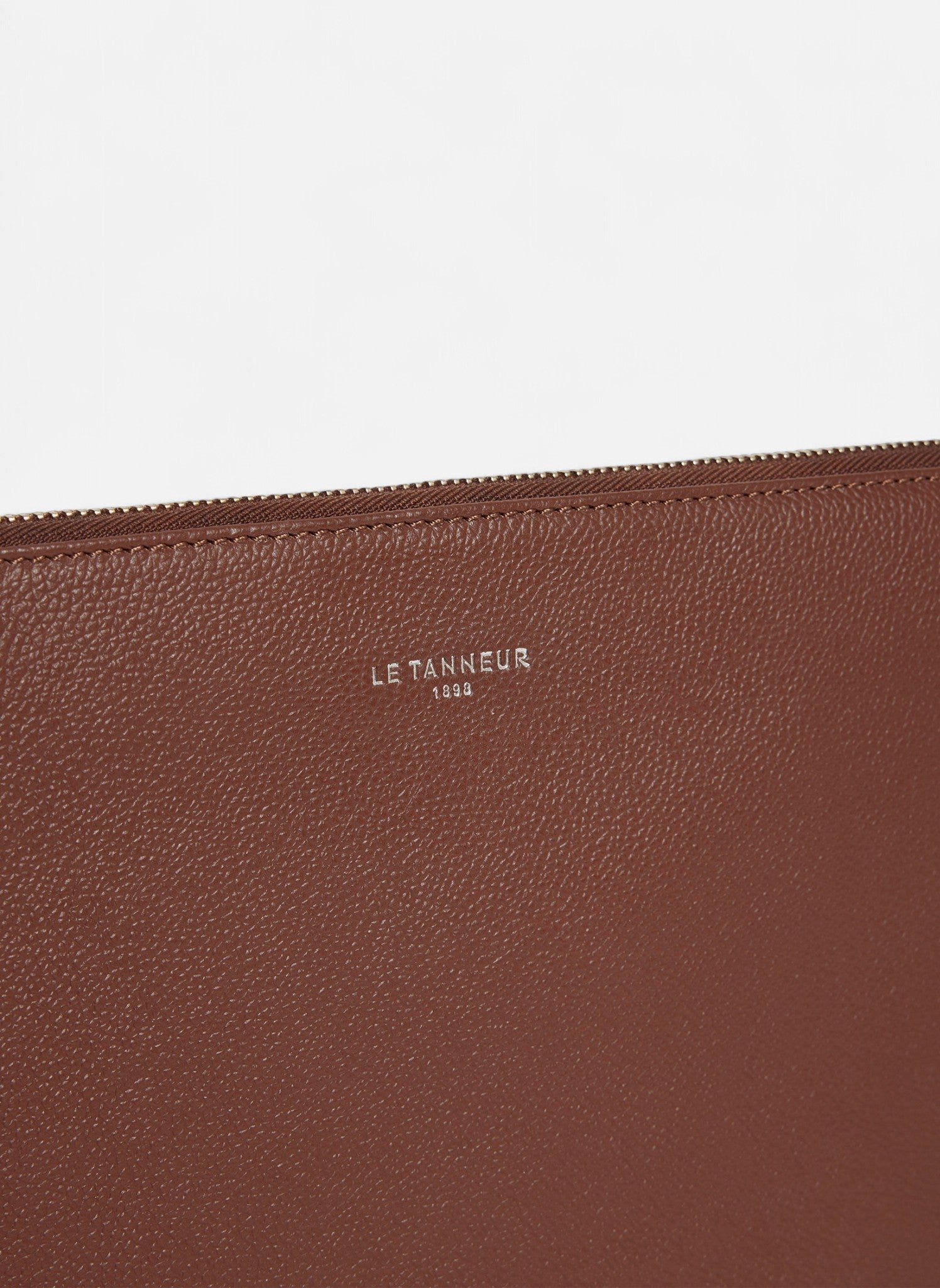 Pochette ordinateur 14" en cuir grainé LE TANNEUR Marron