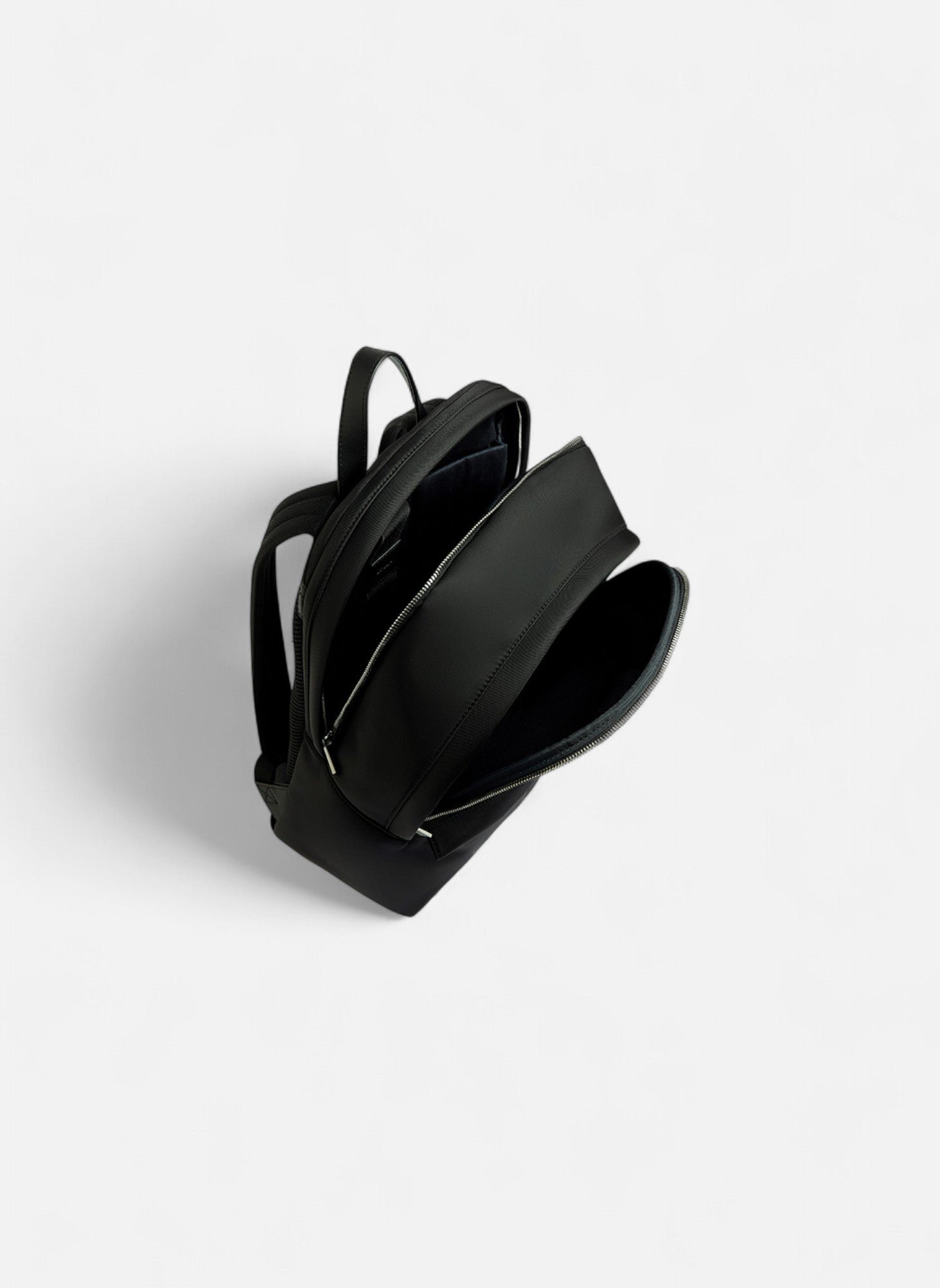 Sac à dos zippé basile en toile nylon et cuir lisse LE TANNEUR Noir