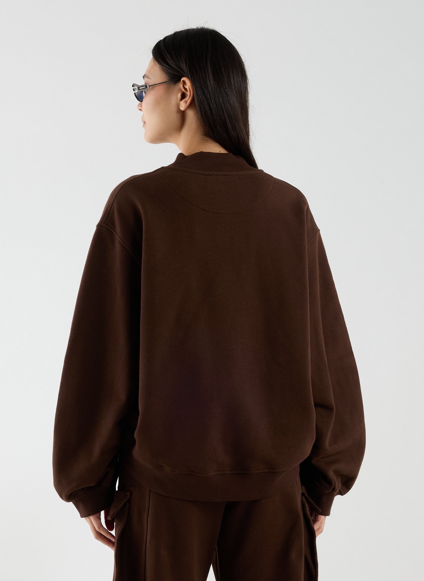 Oversized V-neck cotton sweatshirt THE ATTICO Brown