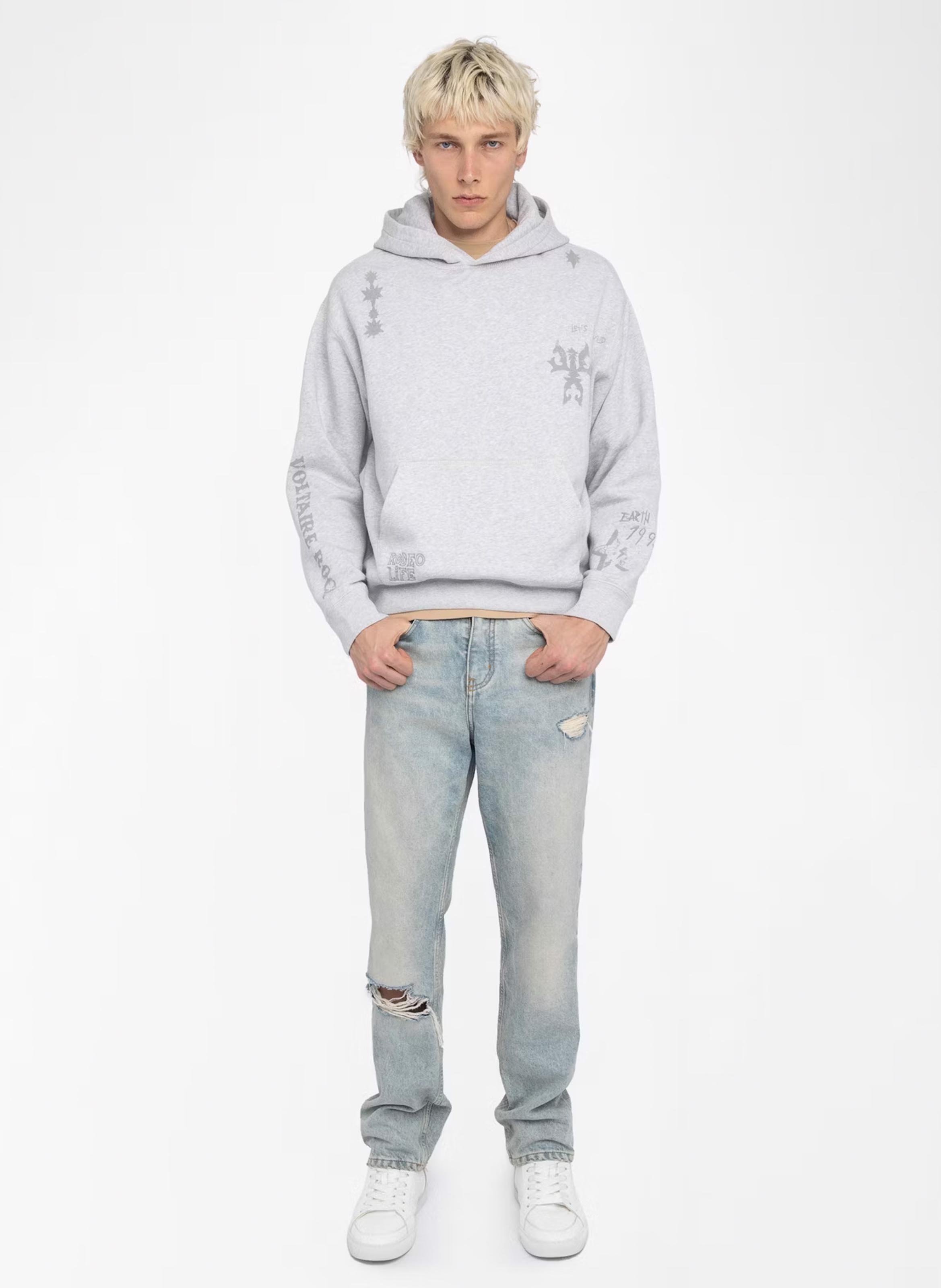 Sweat à capuche en coton imprimé sacha ZADIG&VOLTAIRE Gris