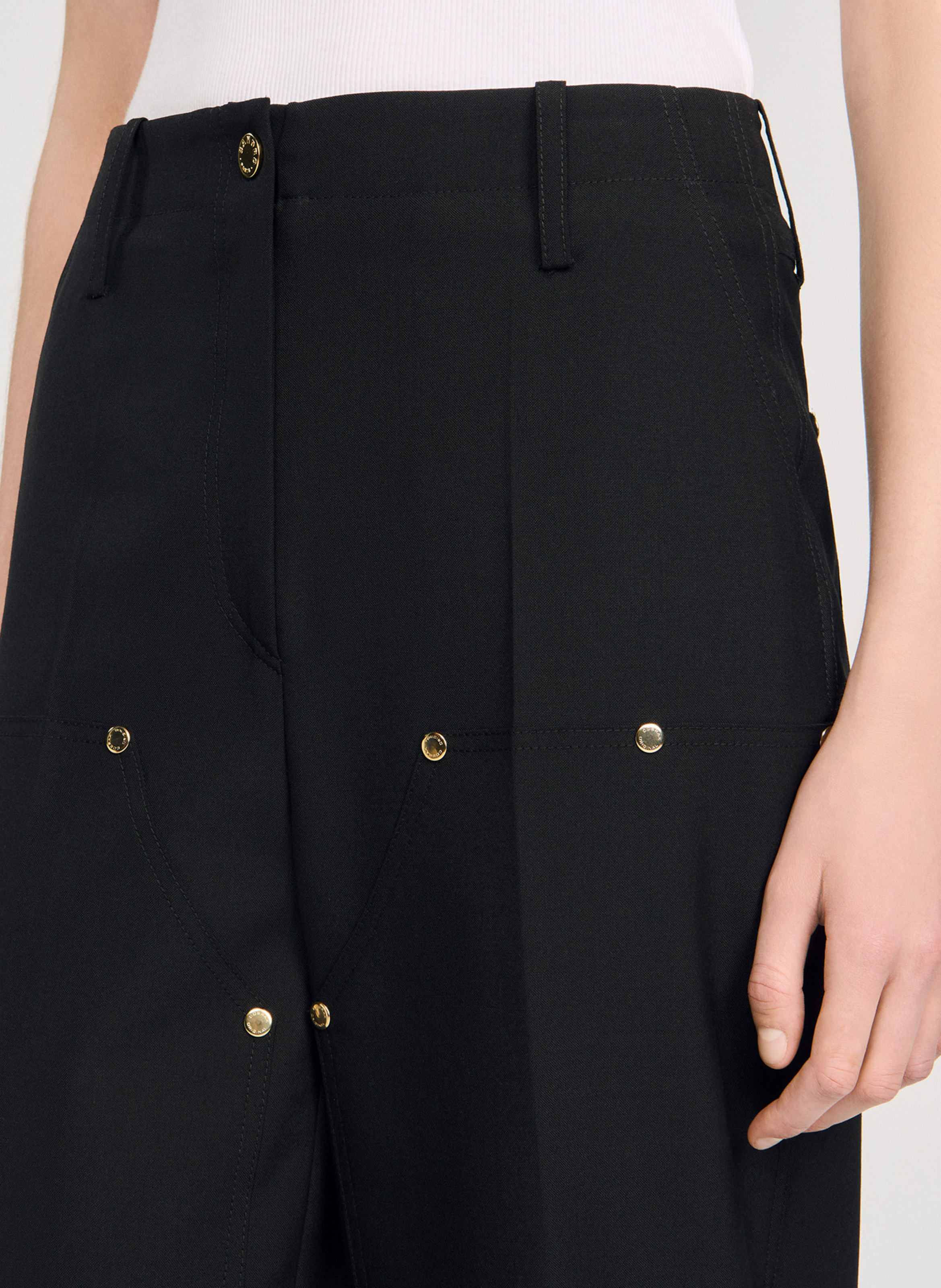 Pantalon cargo en laine mélangée SANDRO Noir