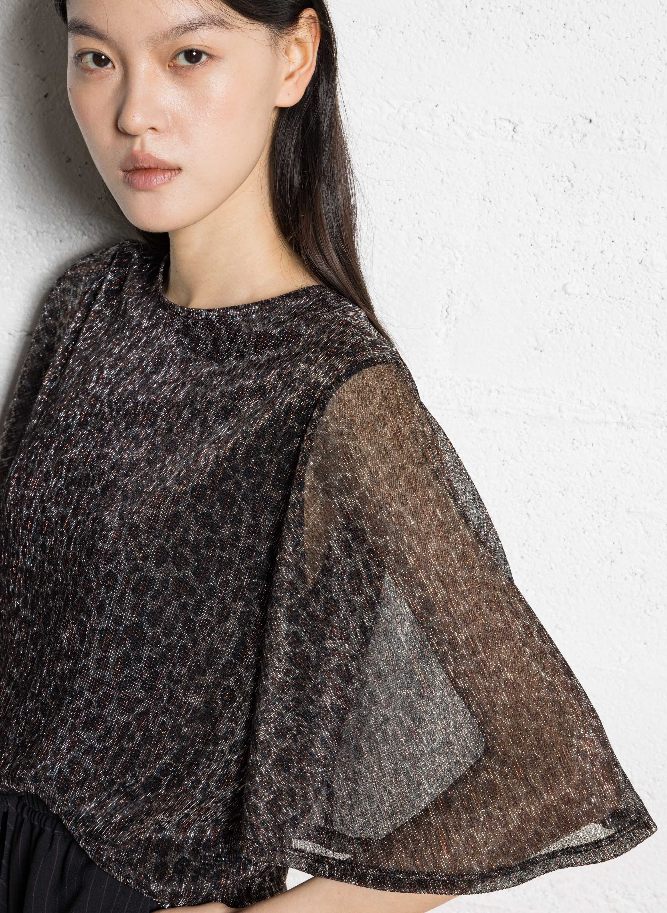 Top droit col rond imprimé IKKS Noir