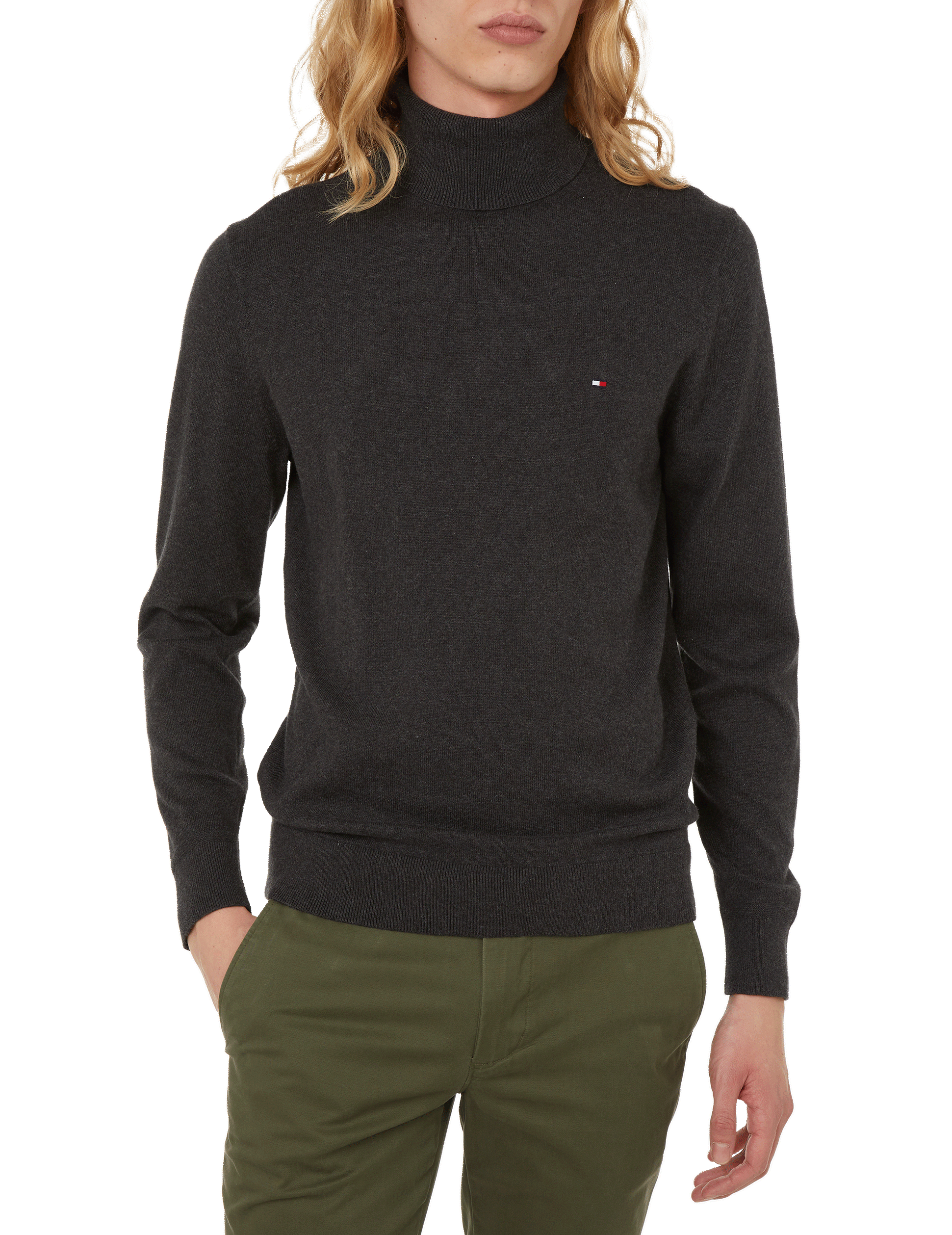 Turtleneck top with contrasting insert TOMMY HILFIGER Grey