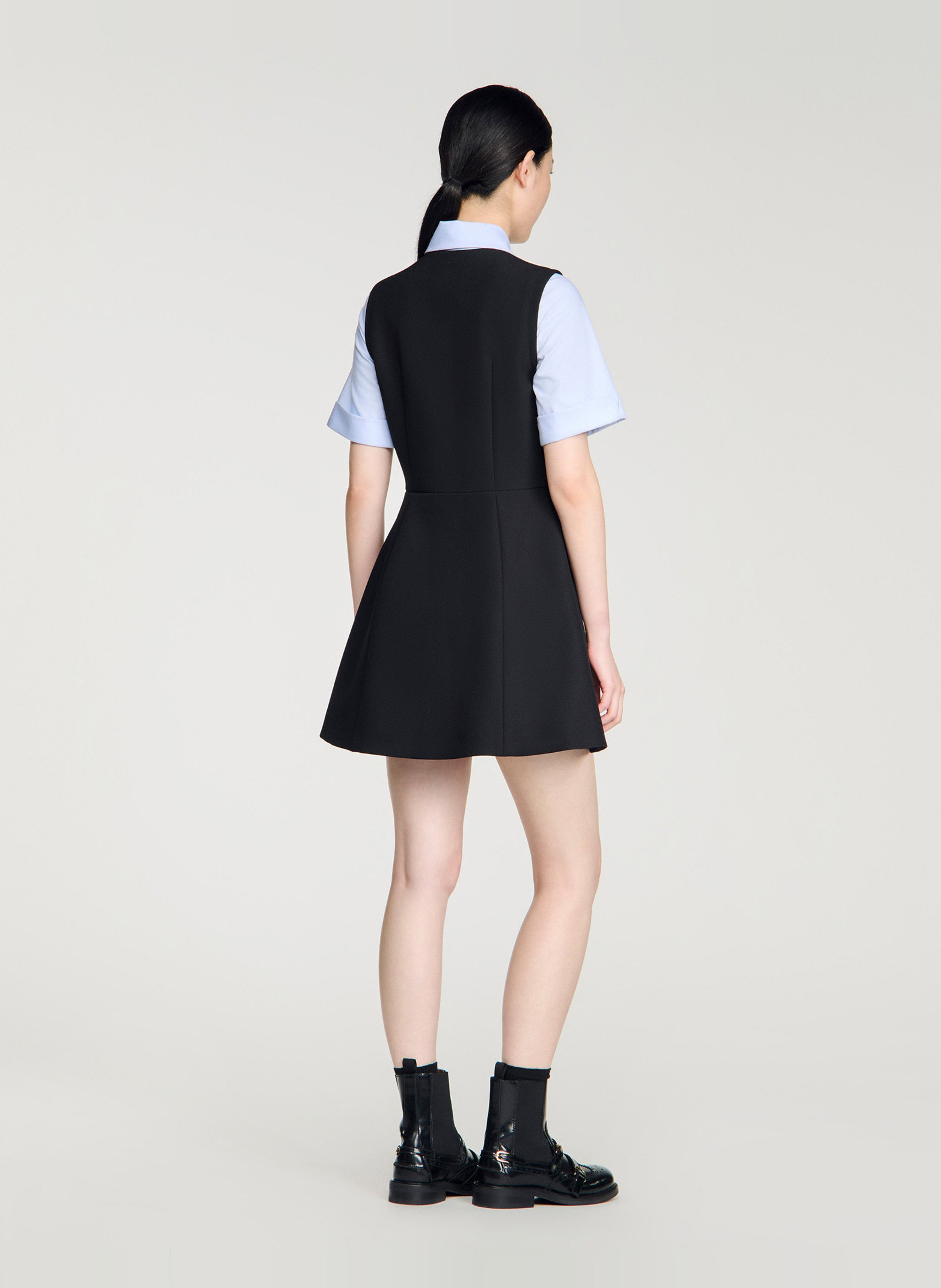 Robe courte col classique 2 en 1 SANDRO Noir