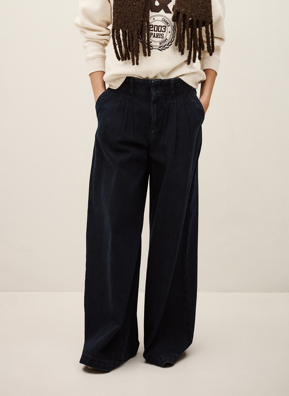 Pantalon large à pinces délavé toby BA&SH Bleu