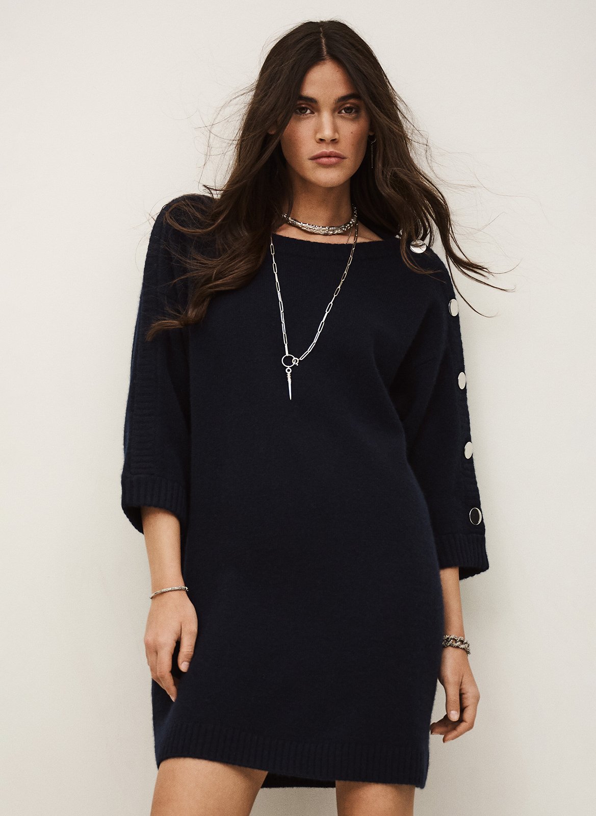 Robe courte col rond en cachemire coleen BA&SH Bleu