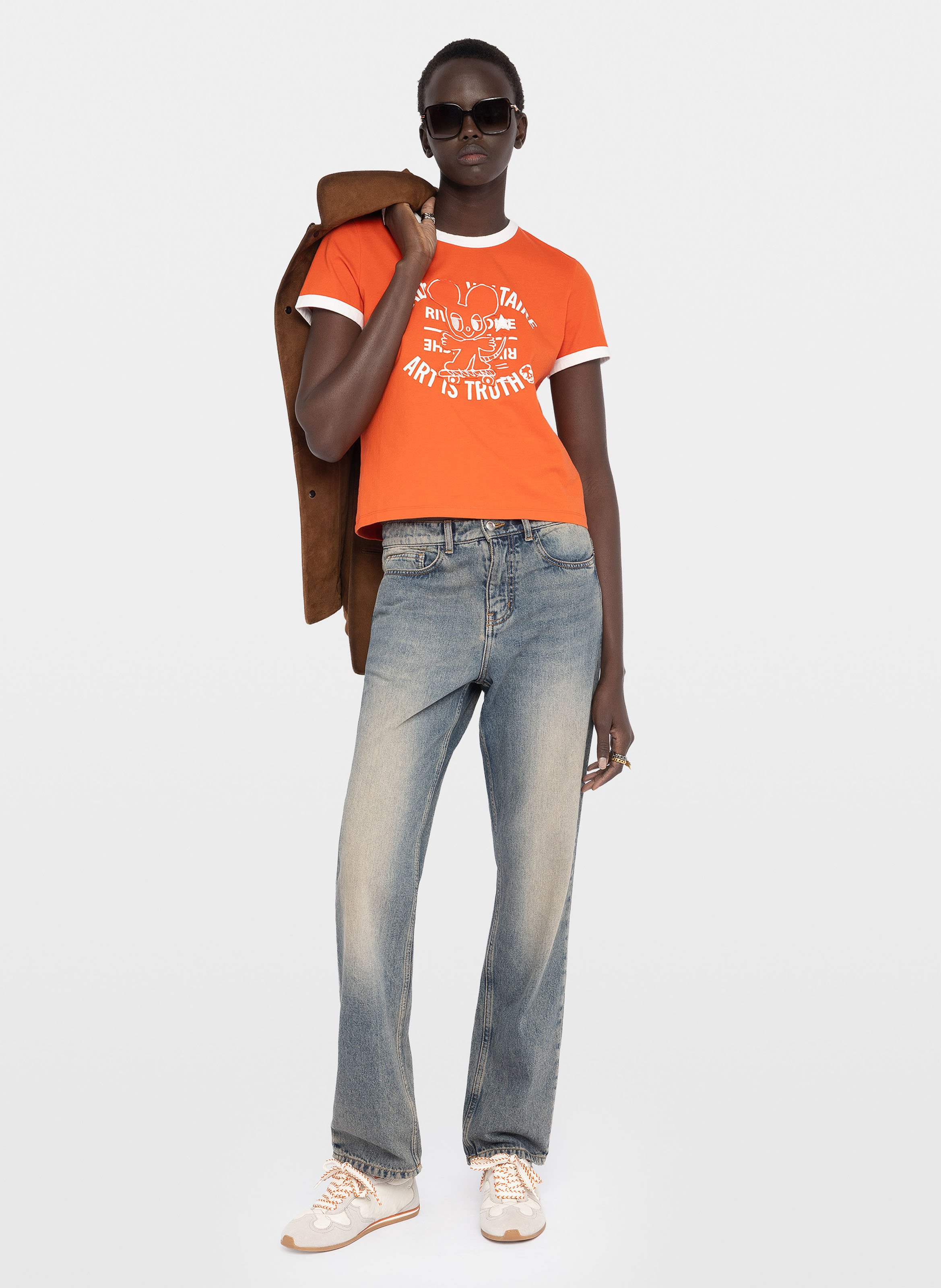 Tee-shirt col rond manches courtes imprimé woos ZADIG&VOLTAIRE Orange