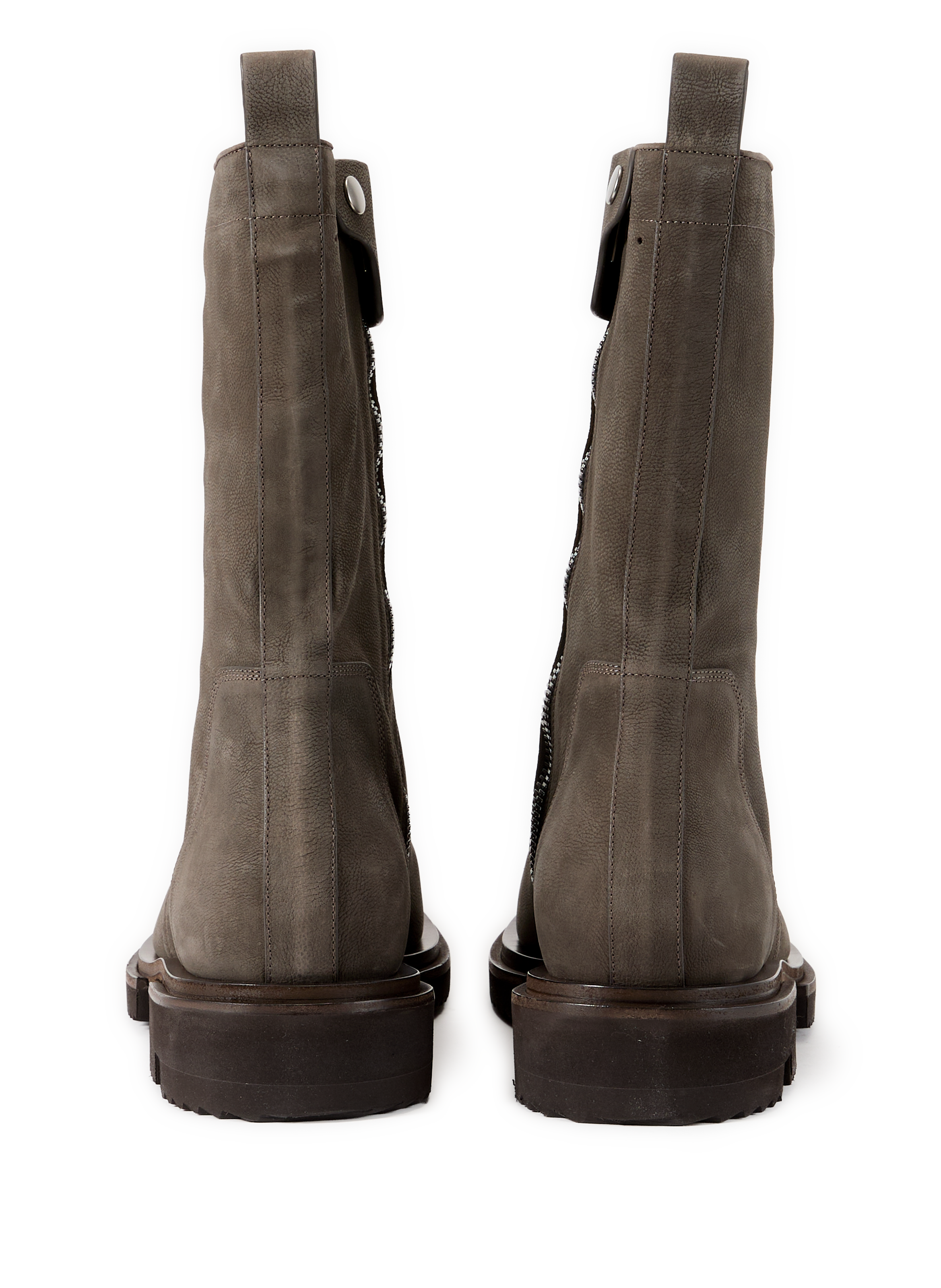 Bottines zip crantées en cuir RICK OWENS Gris