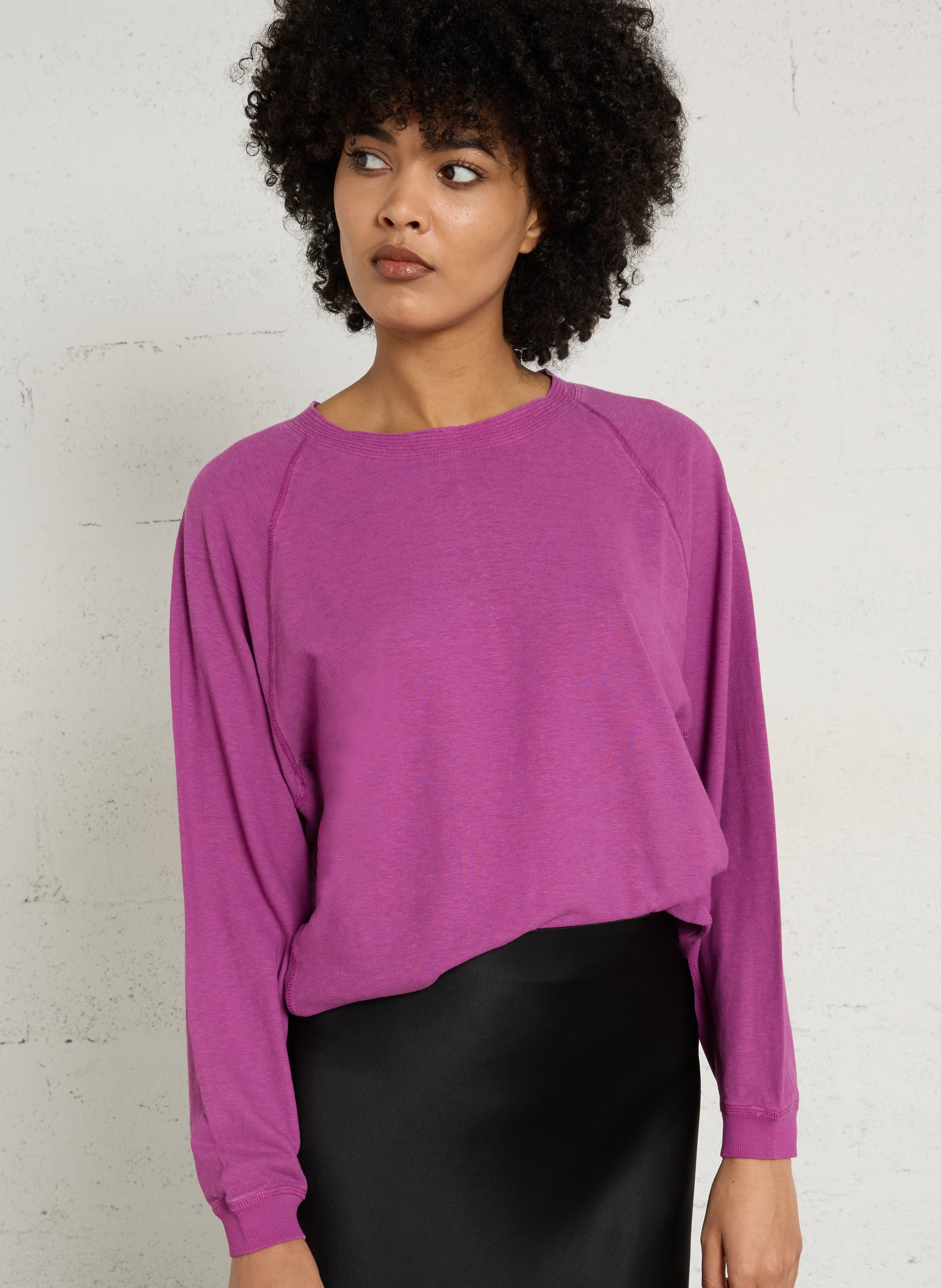 Tee-shirt col rond en coton mélangé Louison MAISON 123 Violet