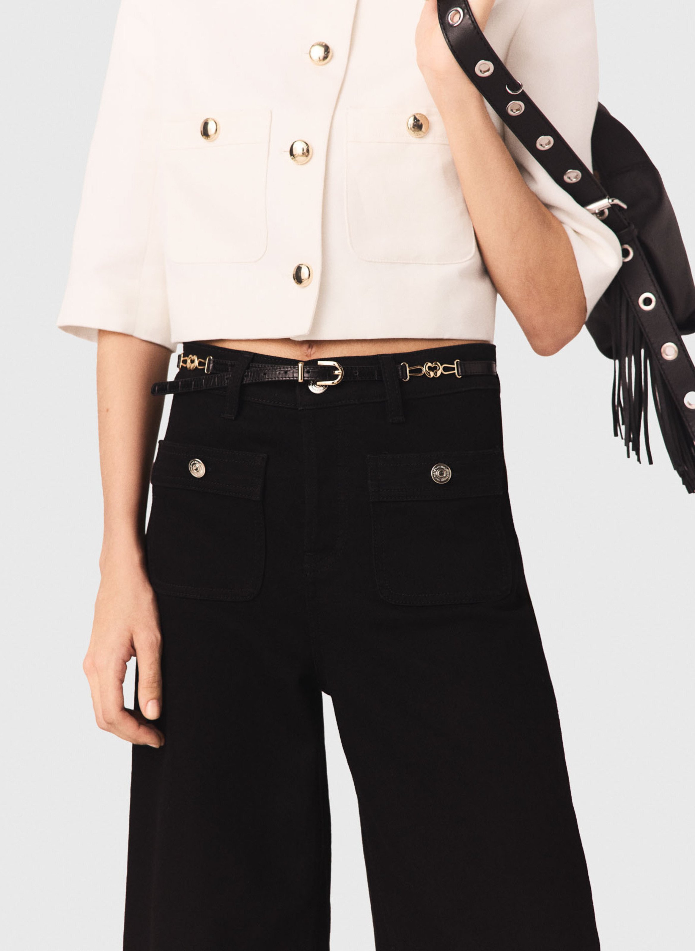 Ceinture en cuir MAJE Noir