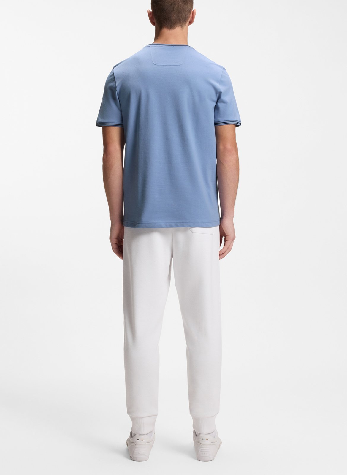 Tee-shirt col rond en coton mélangé BOSS Bleu