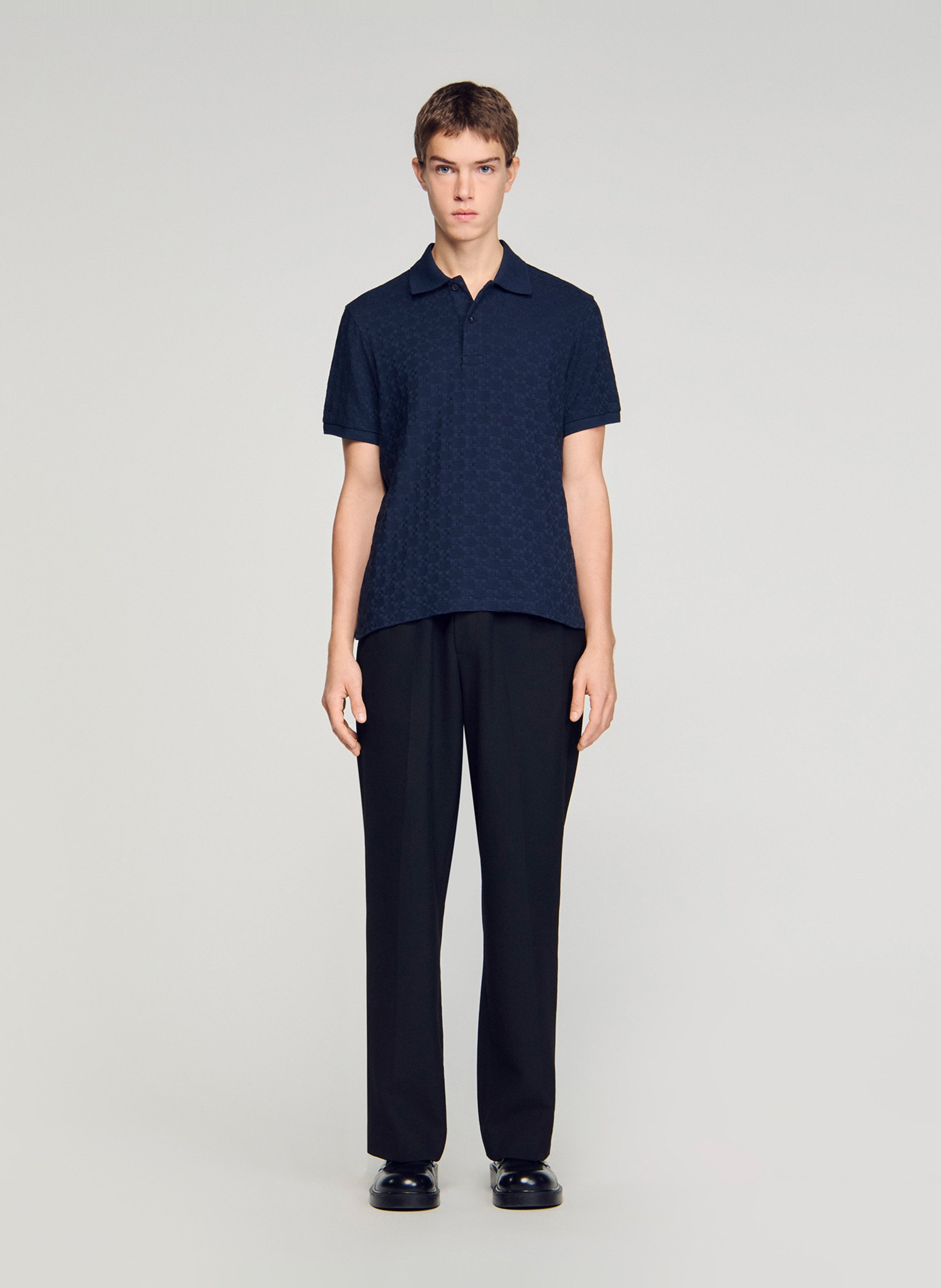 Polo manches courtes droit uni SANDRO Bleu