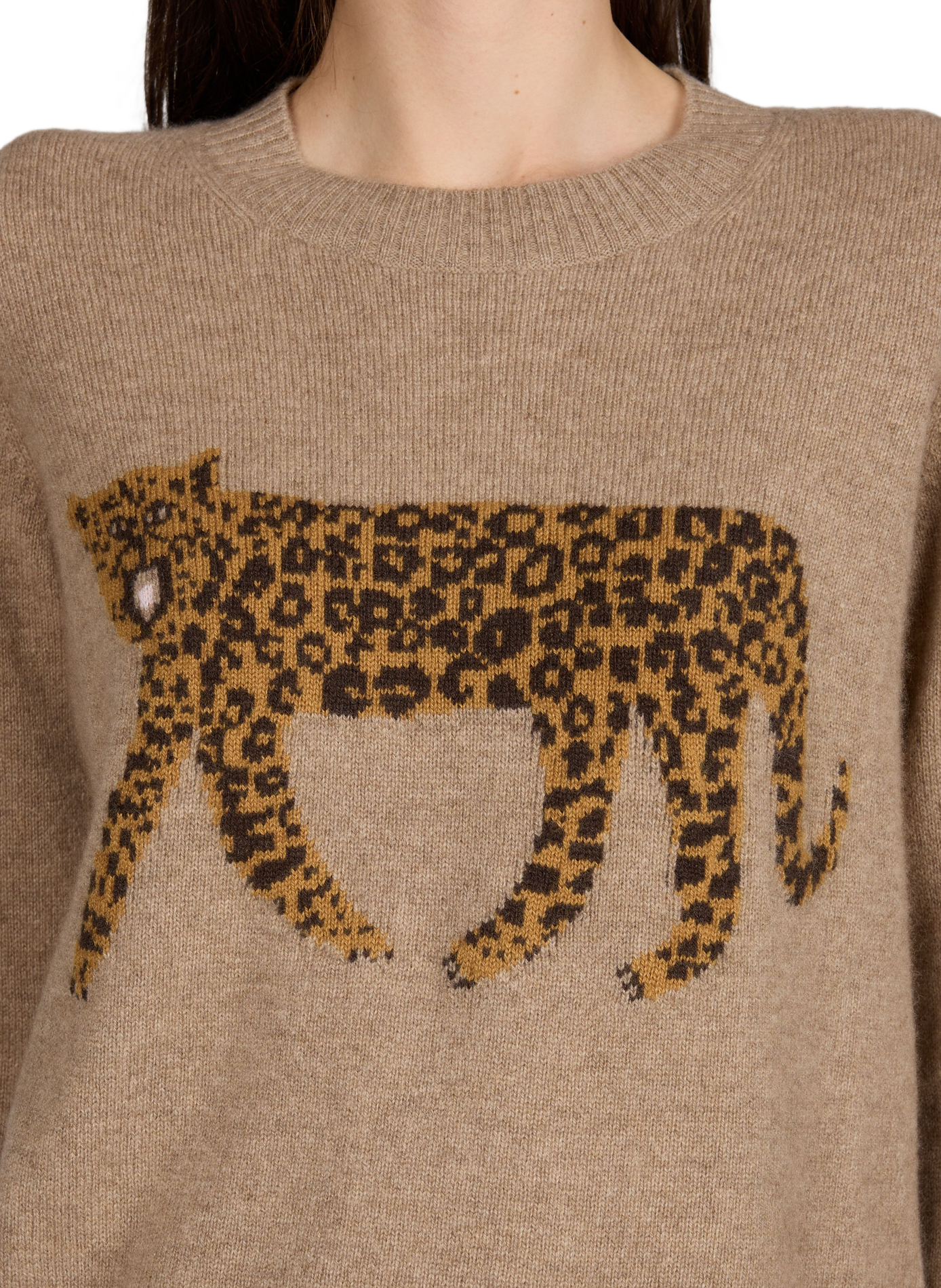 Round neck leopard print cashmere sweater MAX MARA WEEK END Grey