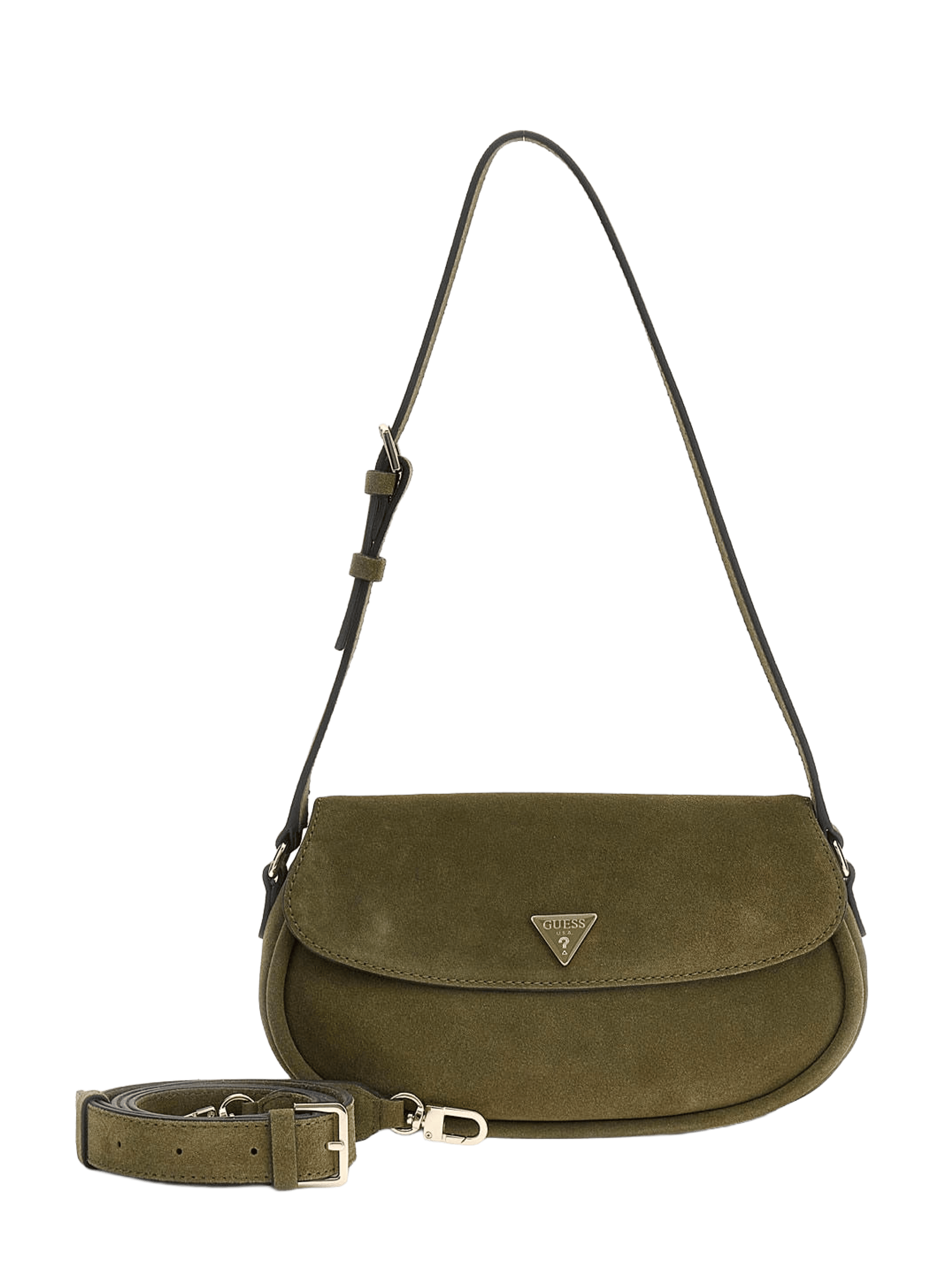 Borsa a tracolla in pelle scamosciata GUESS Verde