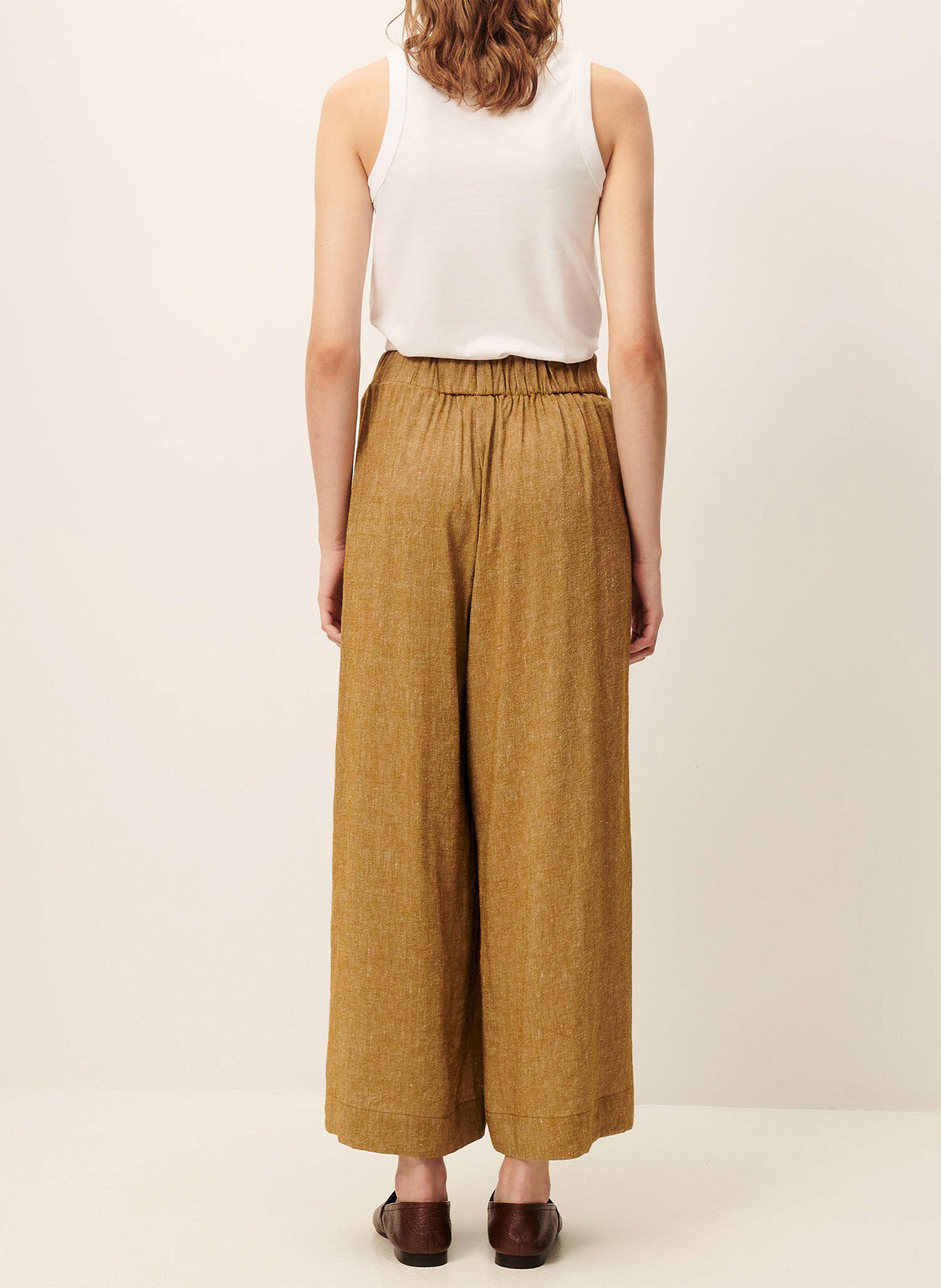 Pantalon large 7/8ème en linon antique isla minima SESSUN Kaki