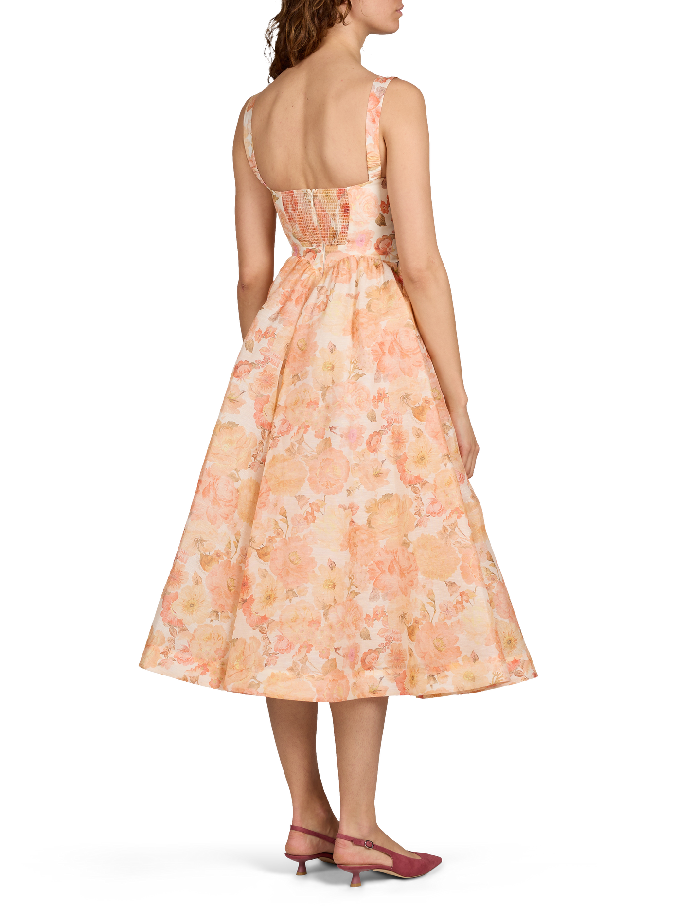 Robe midi drapée Rebellion en lin et soie ZIMMERMANN Multicolore