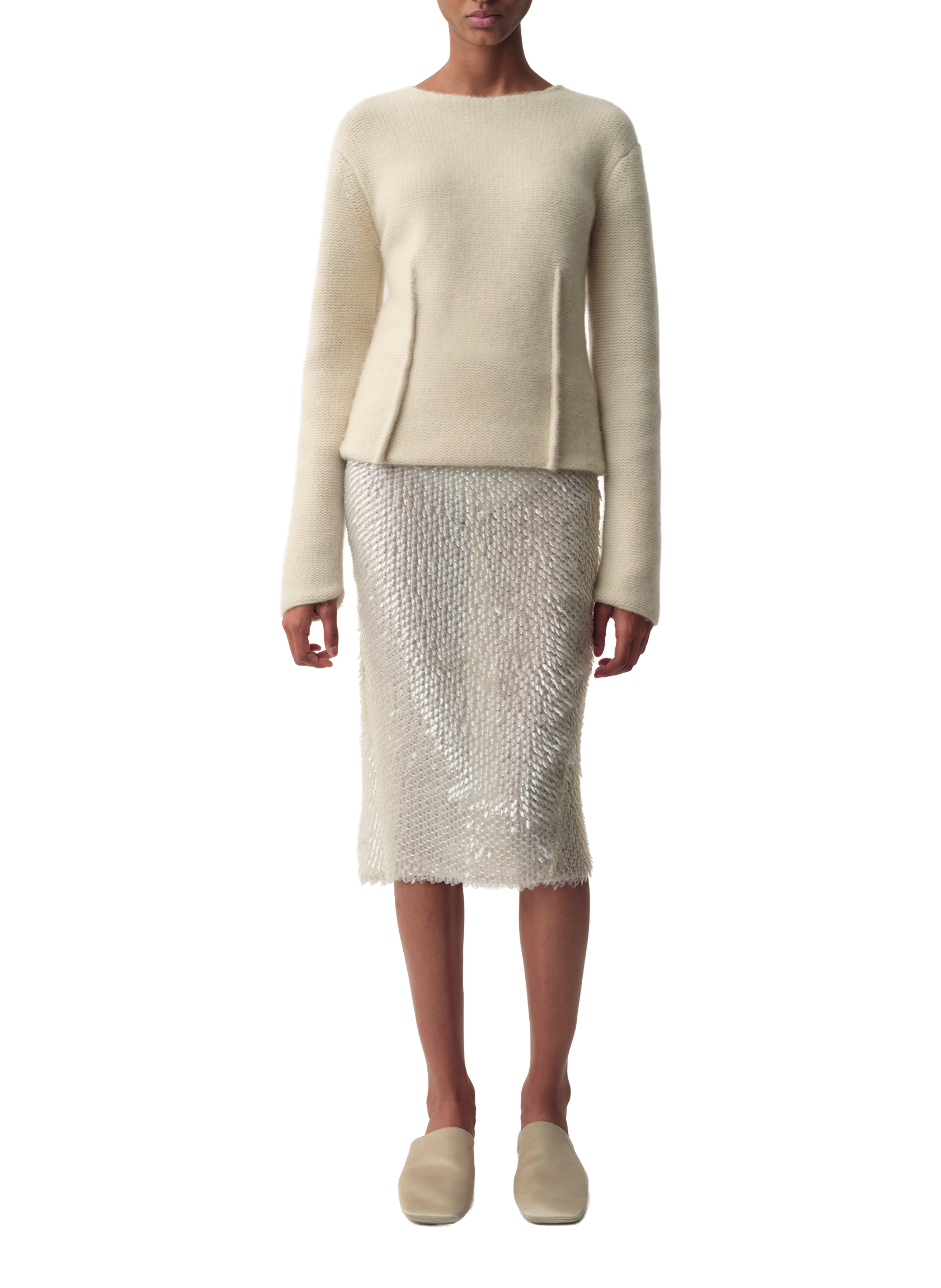 Pull cintré en laine Calvin Klein Collection Beige