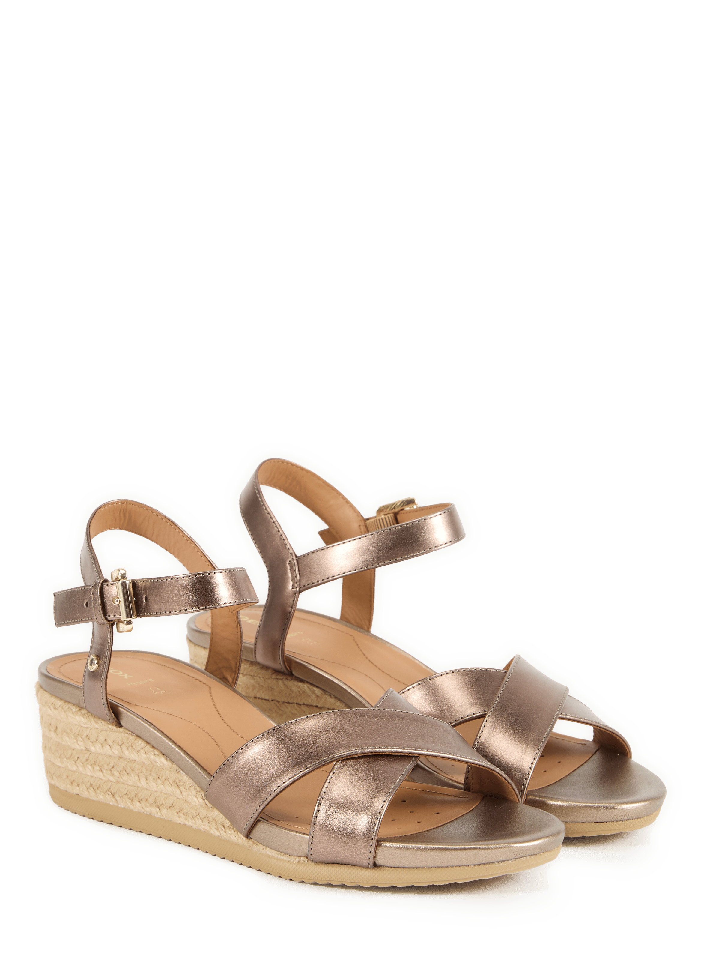 Sandales compensées Ischia Corda en cuir GEOX Beige