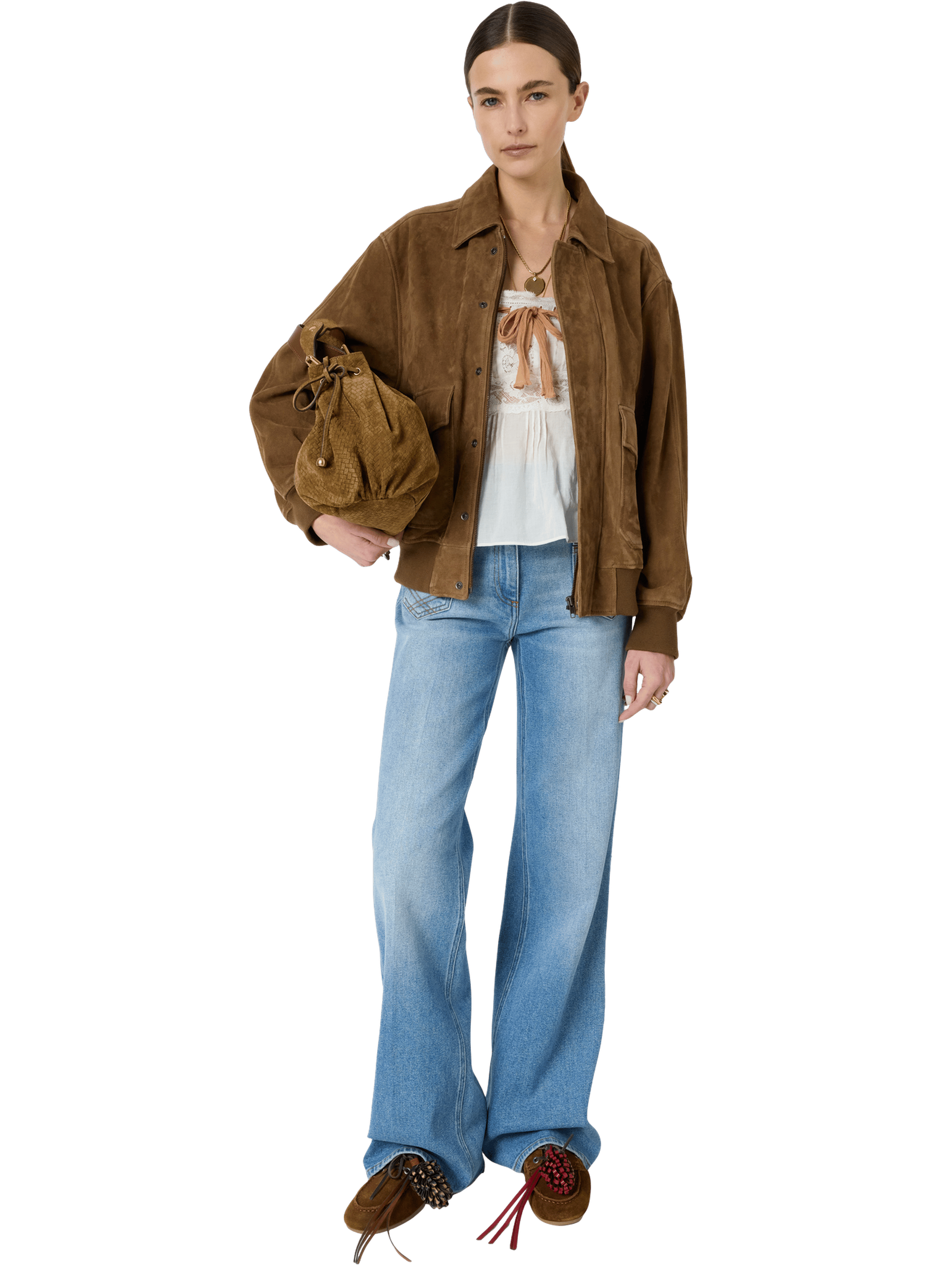 Blouson en cuir velours GERARD DAREL Marron