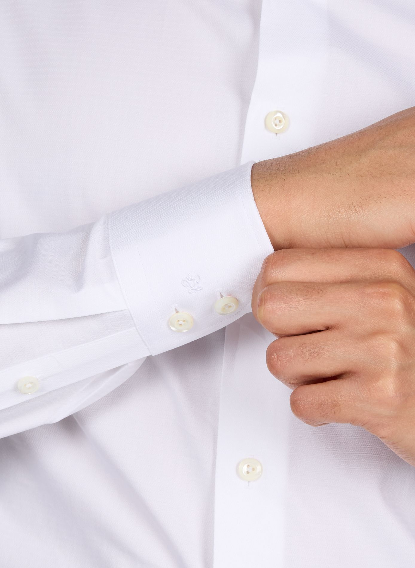 Chemise unie à manches longues en coton VAN LAACK Blanc