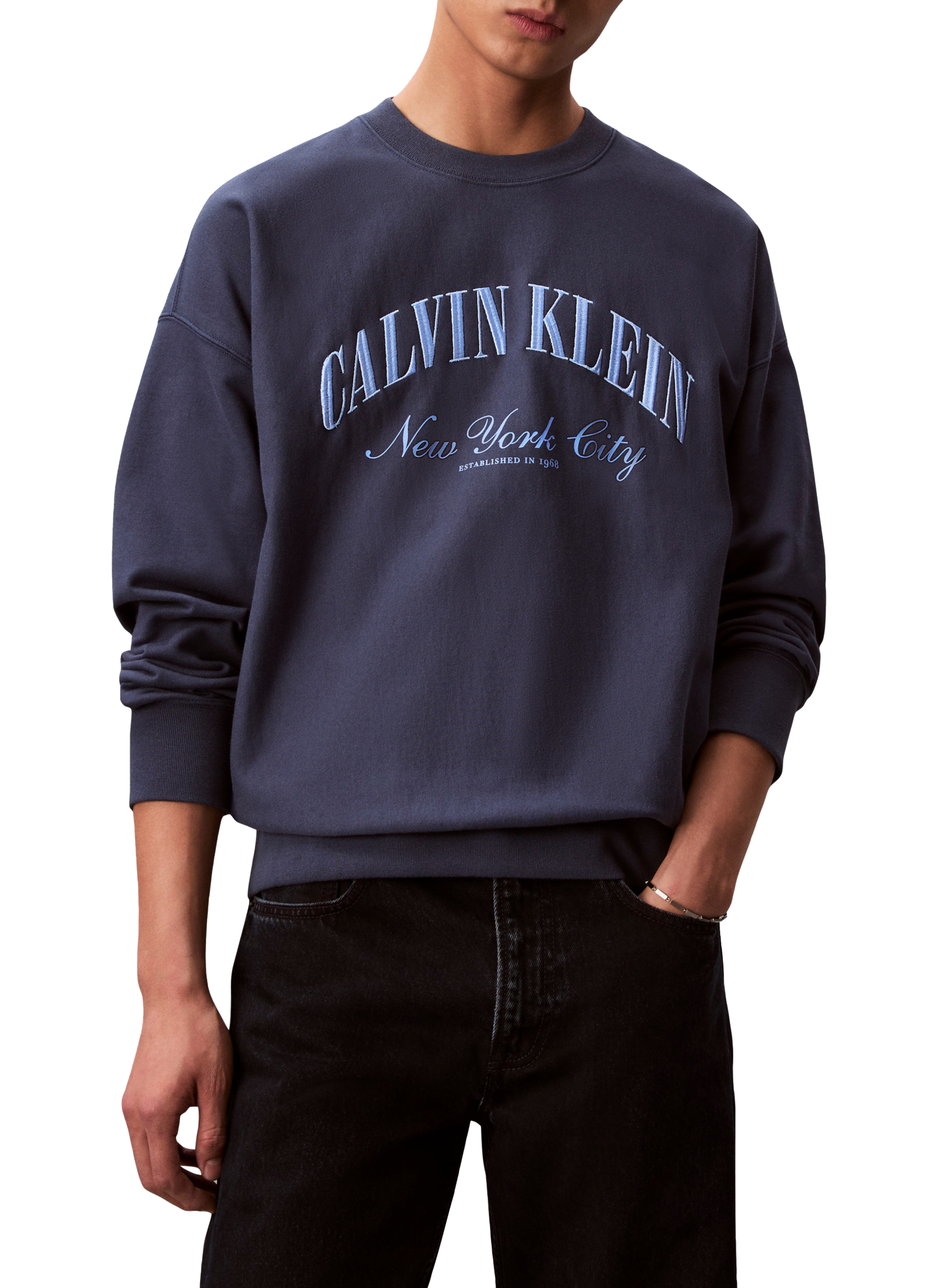 Cotton-blend logo sweatshirt CALVIN KLEIN Blue
