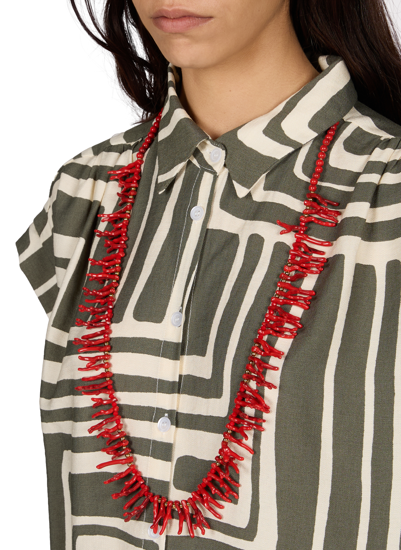 Long necklace with coral details AU PRINTEMPS PARIS Red