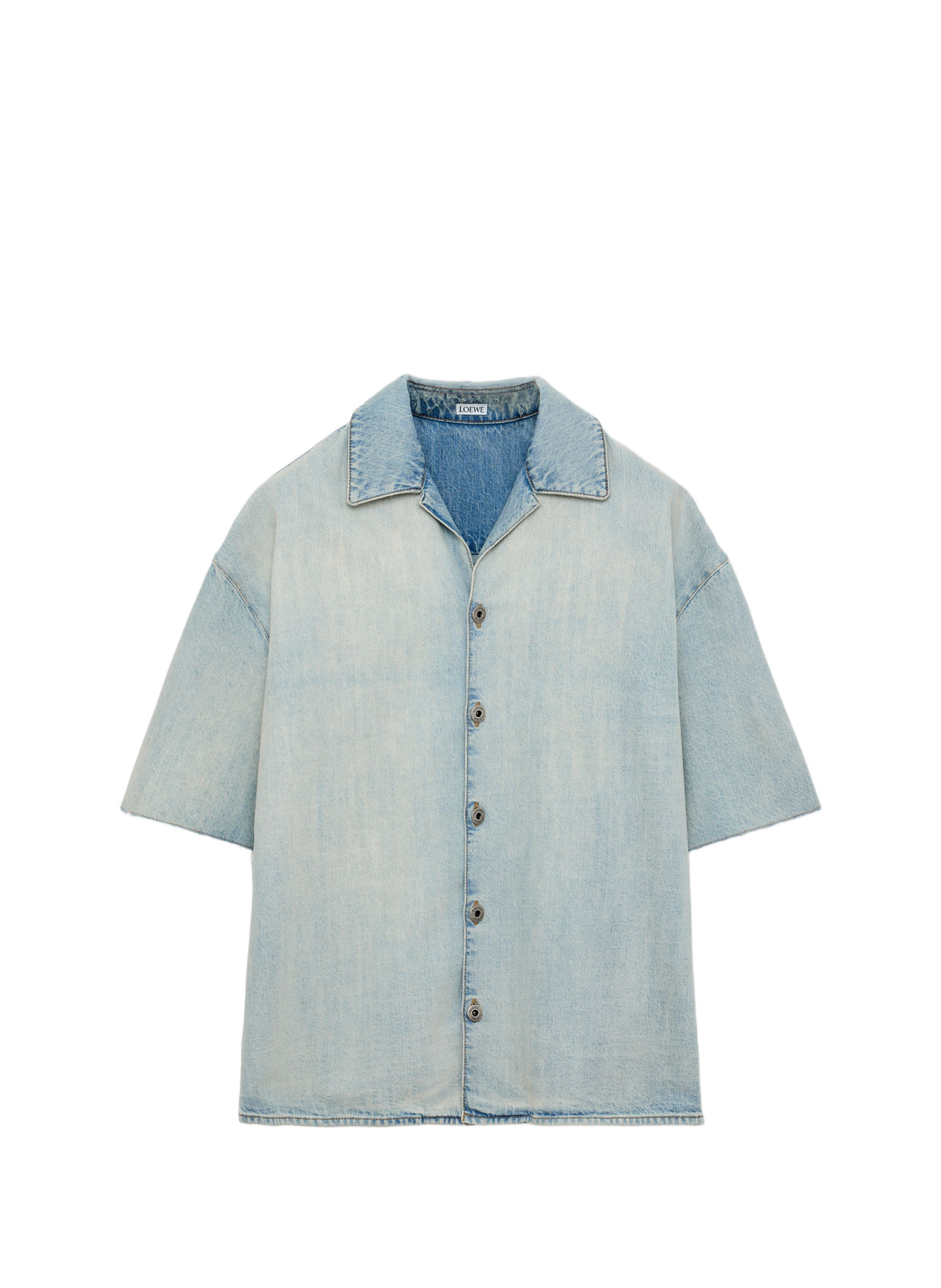 Korte mouw overhemd Anagram in lichtblauwe denim LOEWE Blauw
