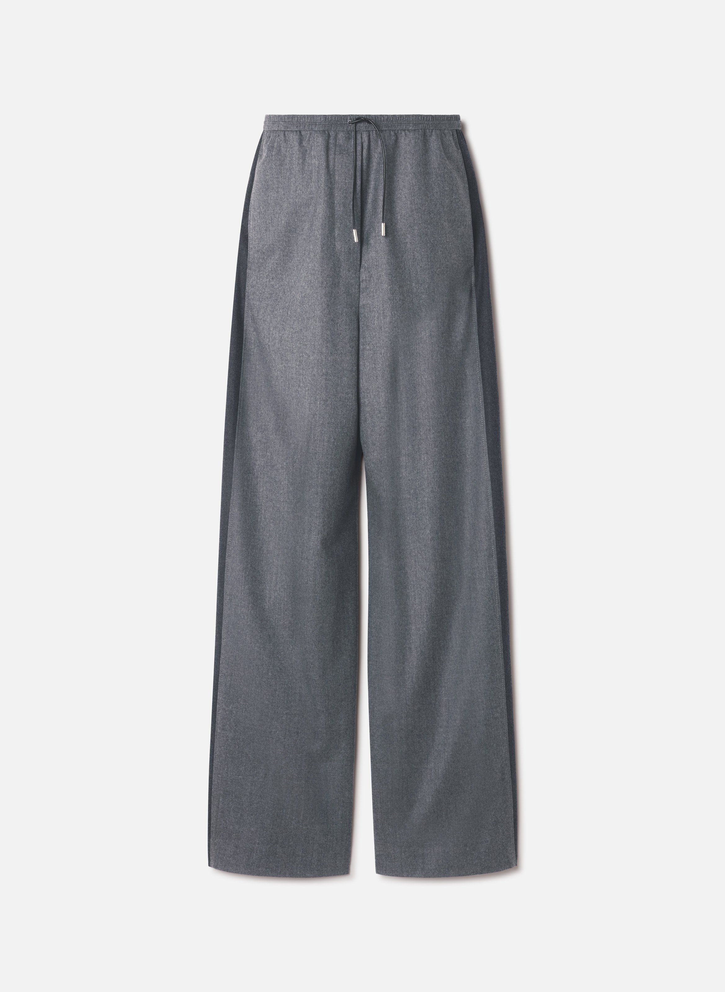 Pantalon large en flanelle de laine LANVIN Gris