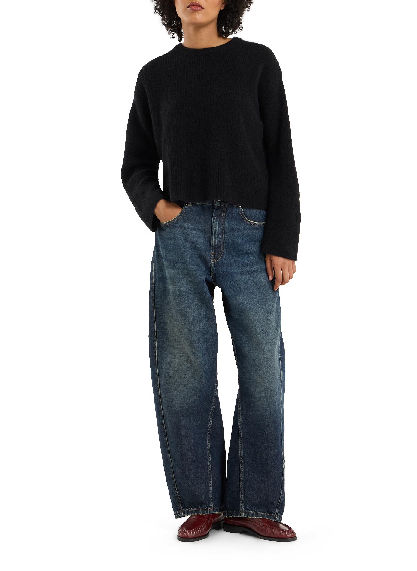 Baylory round neck pullover in blended alpaca wool SAISON 1865 Black