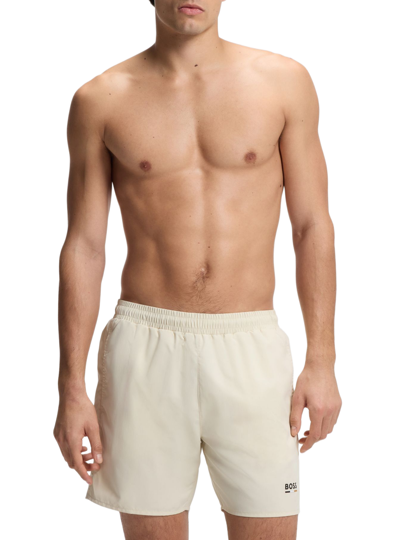 Short de bain uni avec poches à logo  | Blanc HUGO BOSS Homme