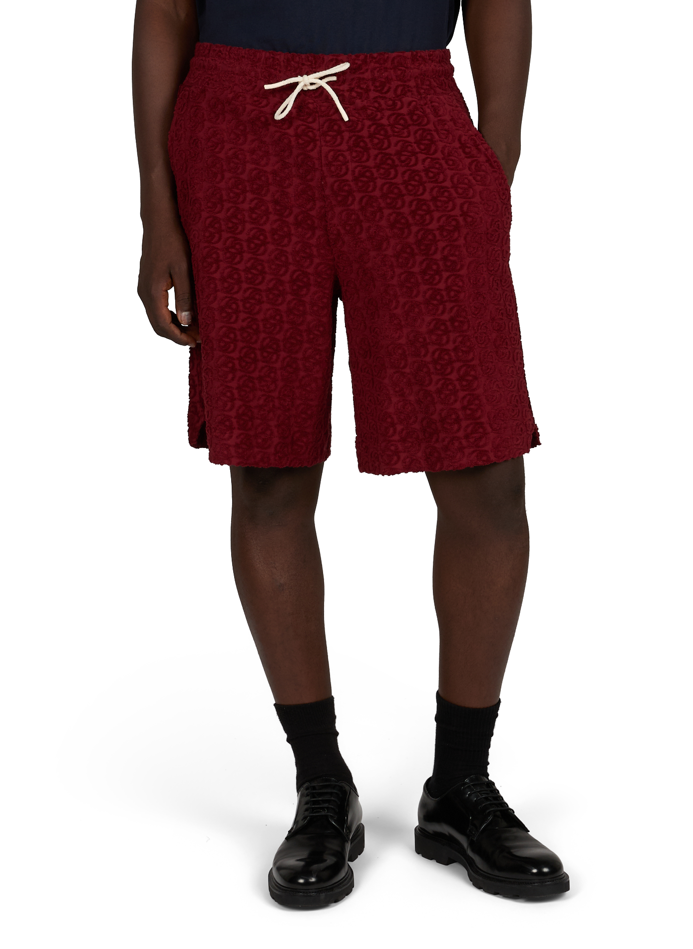 Short éponge à logo jacquard en coton DROLE DE MONSIEUR Rouge