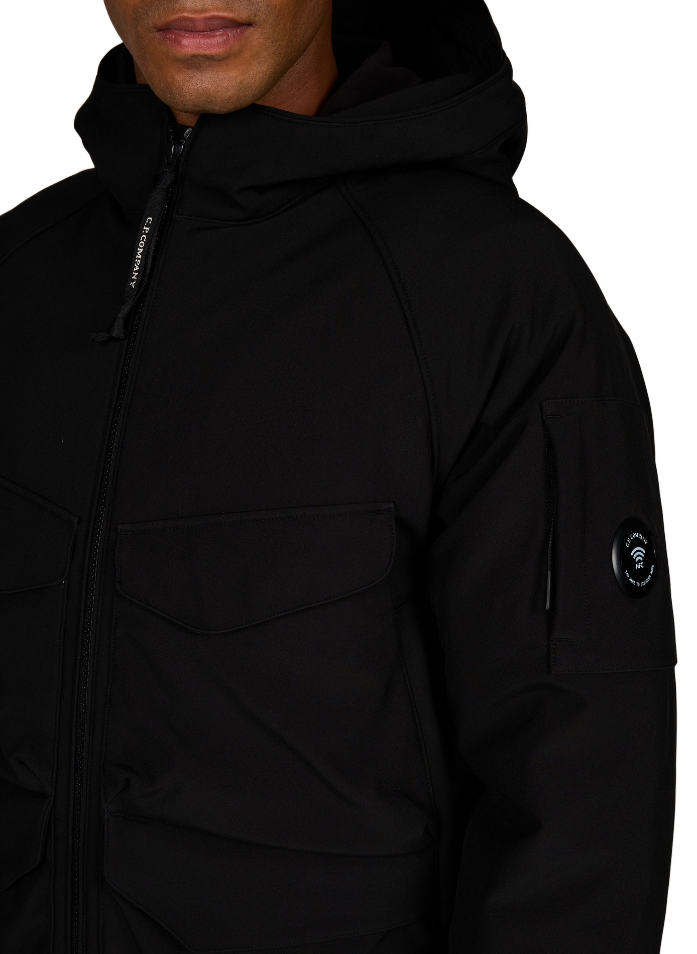 Kapuzenparka mit Logo-Patch CP COMPANY Schwarz