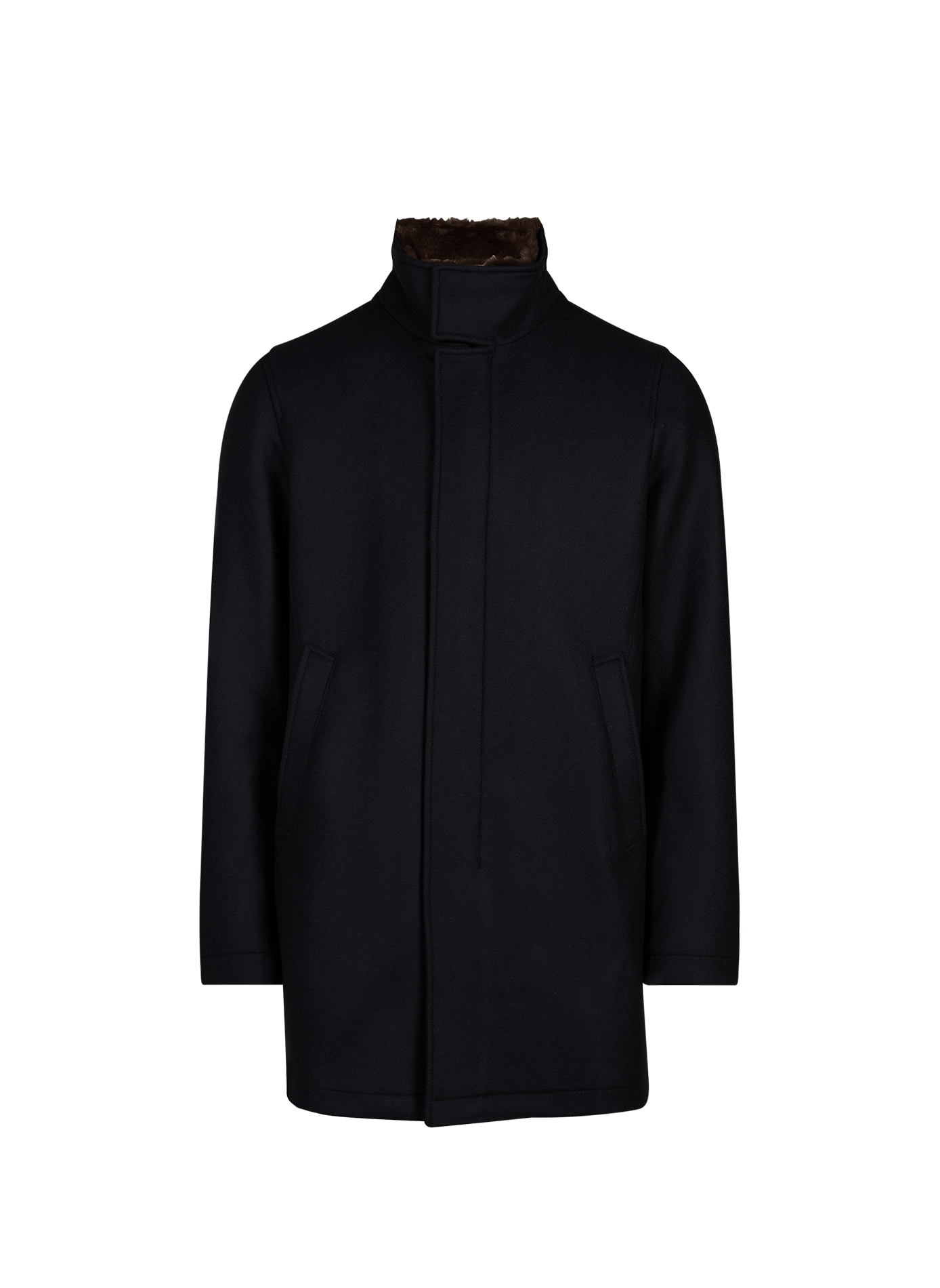 Straight wool blend high neck jacket HERNO Blue