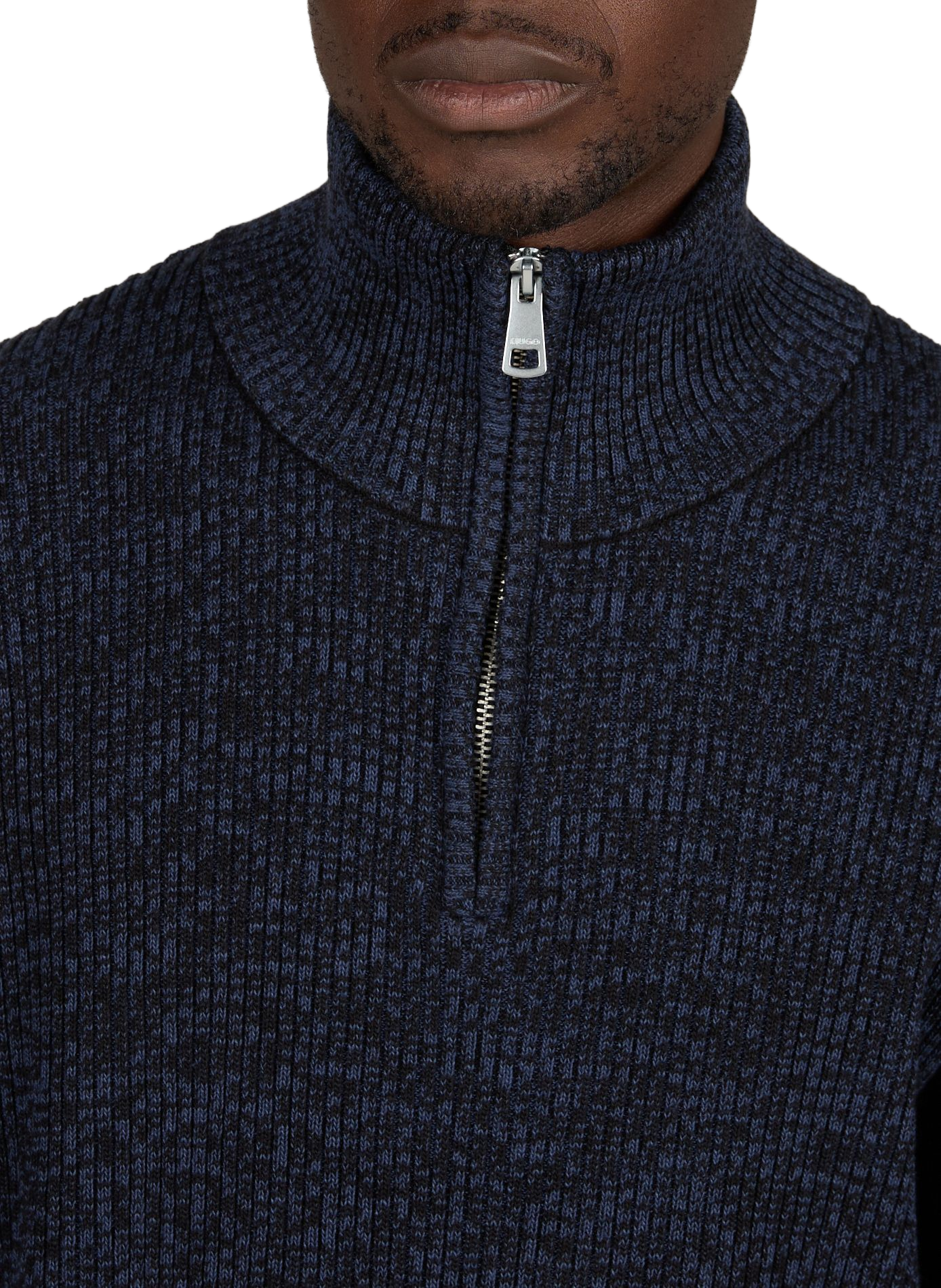 Straight cut high-neck zip-up sweater HUGO BLUE Black