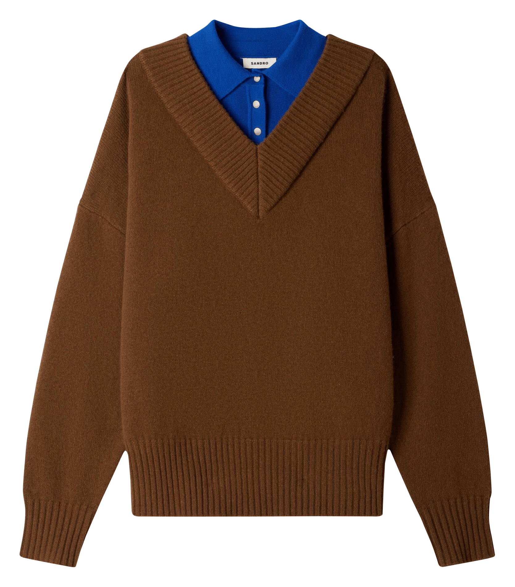 Pull oversize en laine et cachemire SANDRO Marron