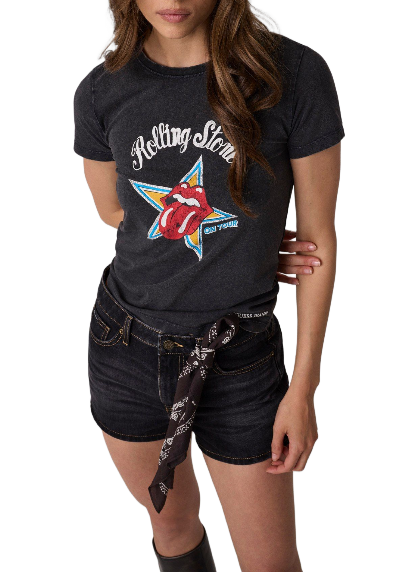 Printed cotton-blend T-Shirt GUESS Black